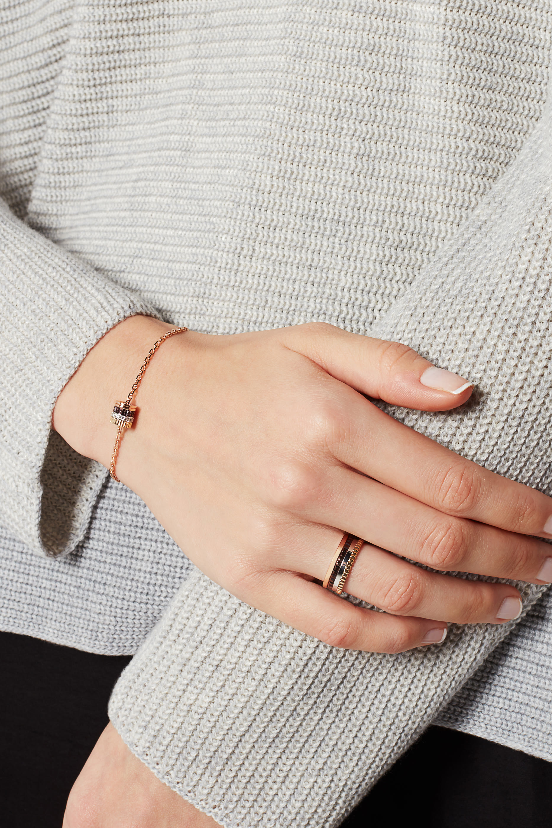 Quatre Classique Small Ring, 18k Mix Gold & Brown PVD