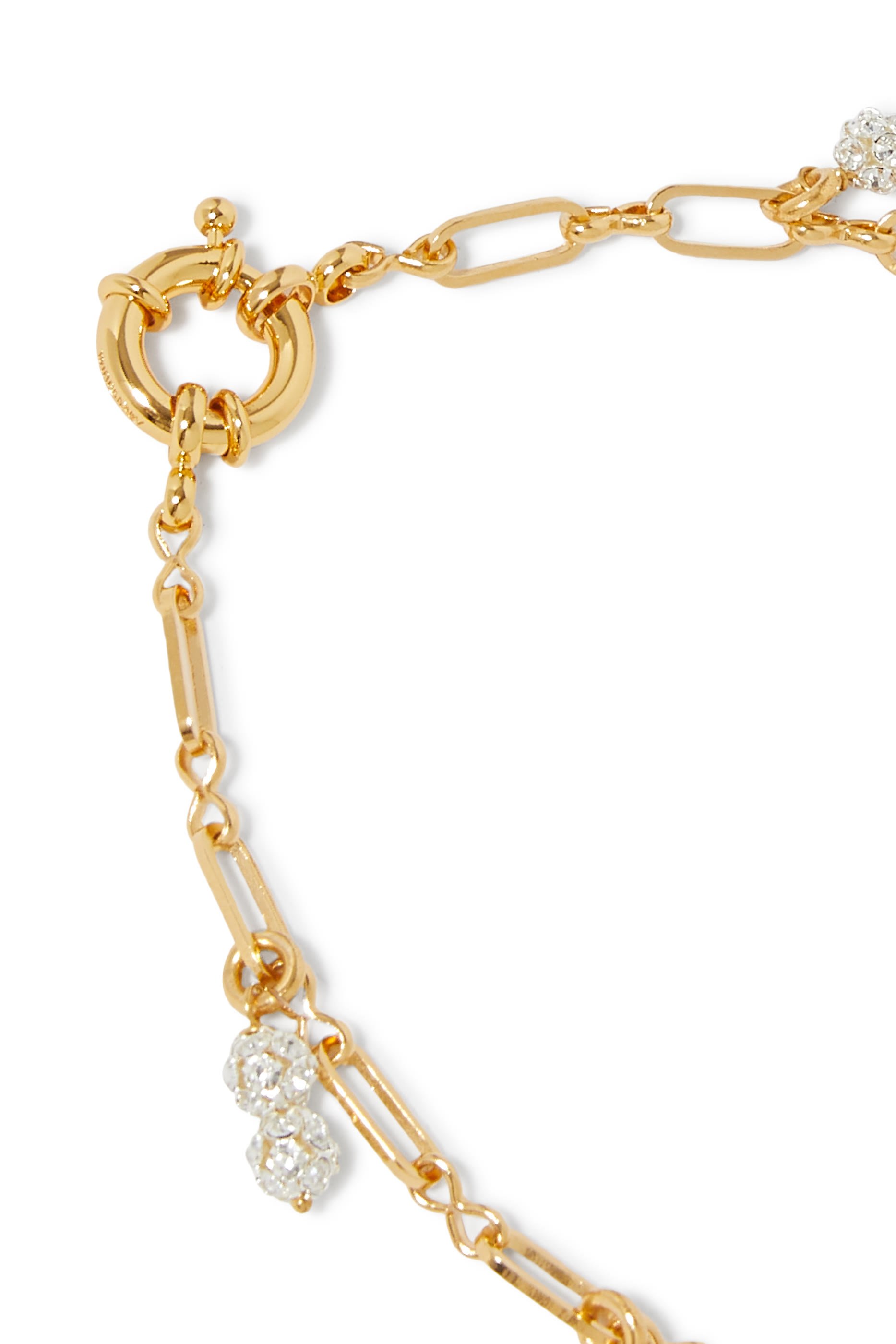 Crystal Charms Necklace, 24k Gold-Plated Brass
