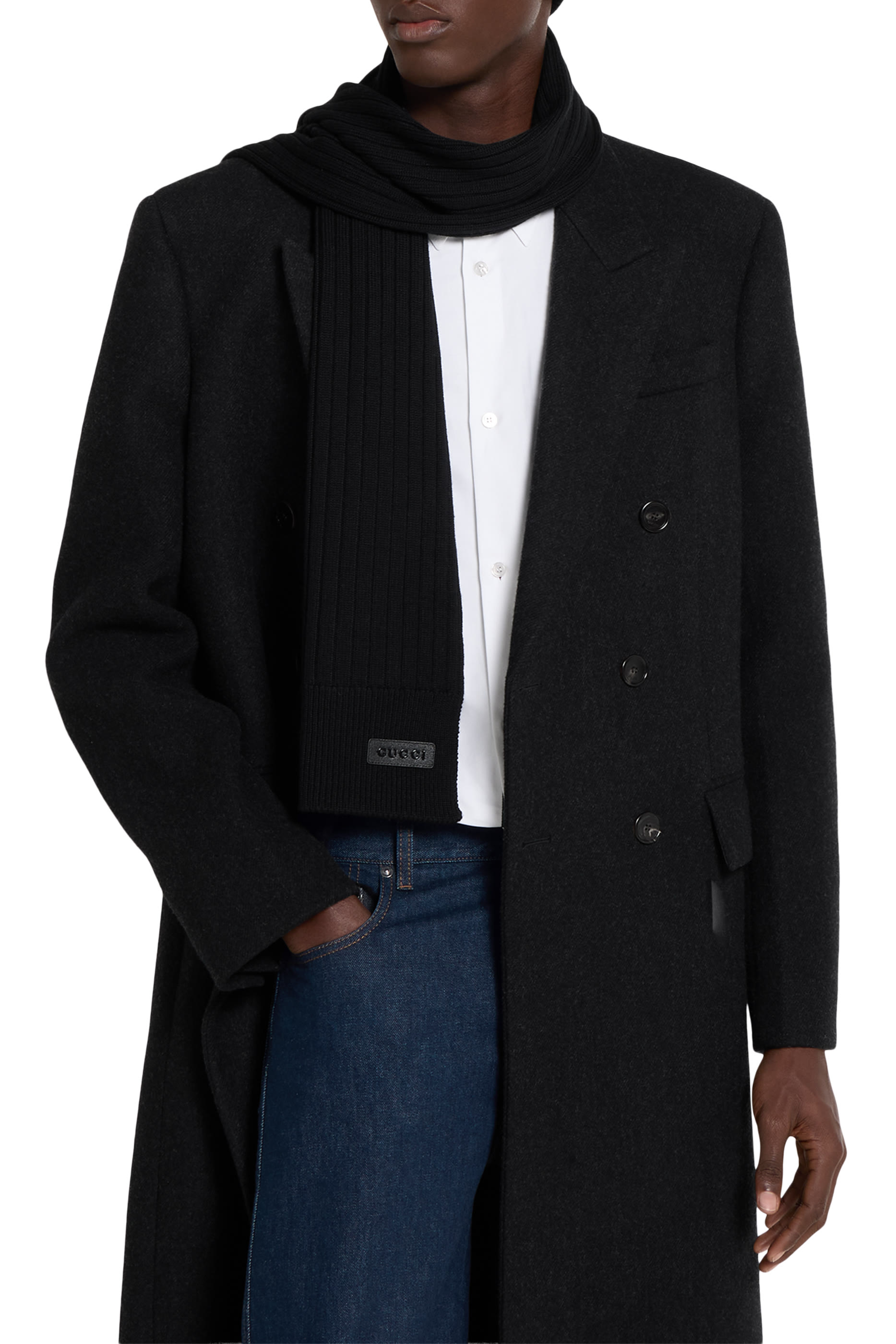 Knit Wool Scarf with Logo