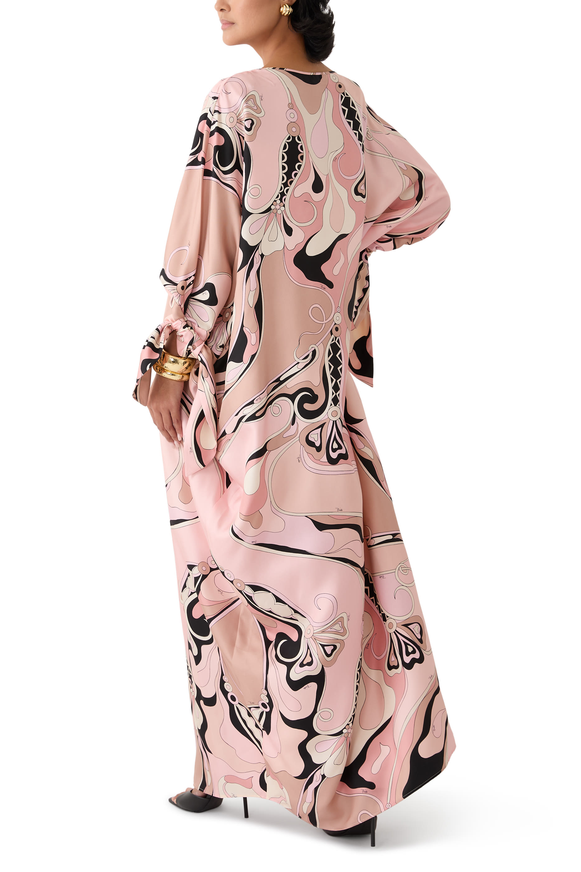 Orchidee Print Silk Twill Kaftan