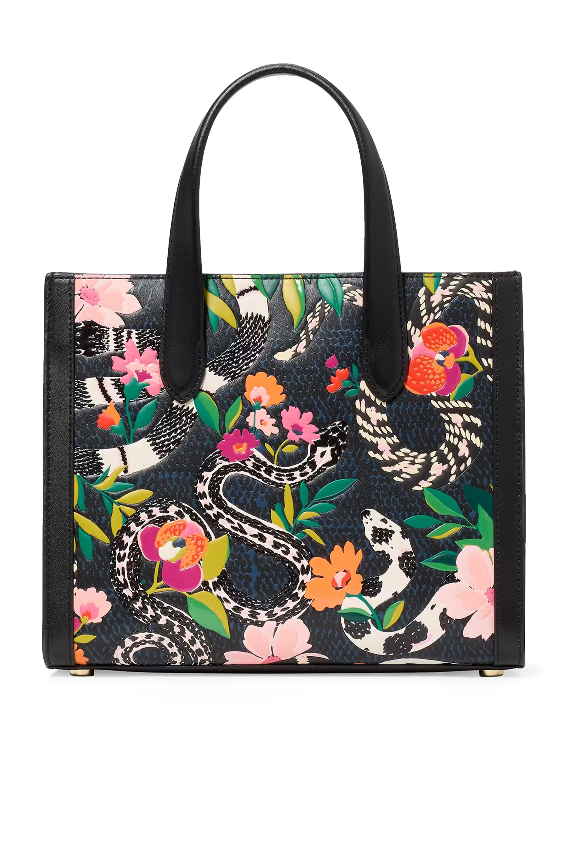 Manhattan Snake Print Embossed Leather Small Tote Bag