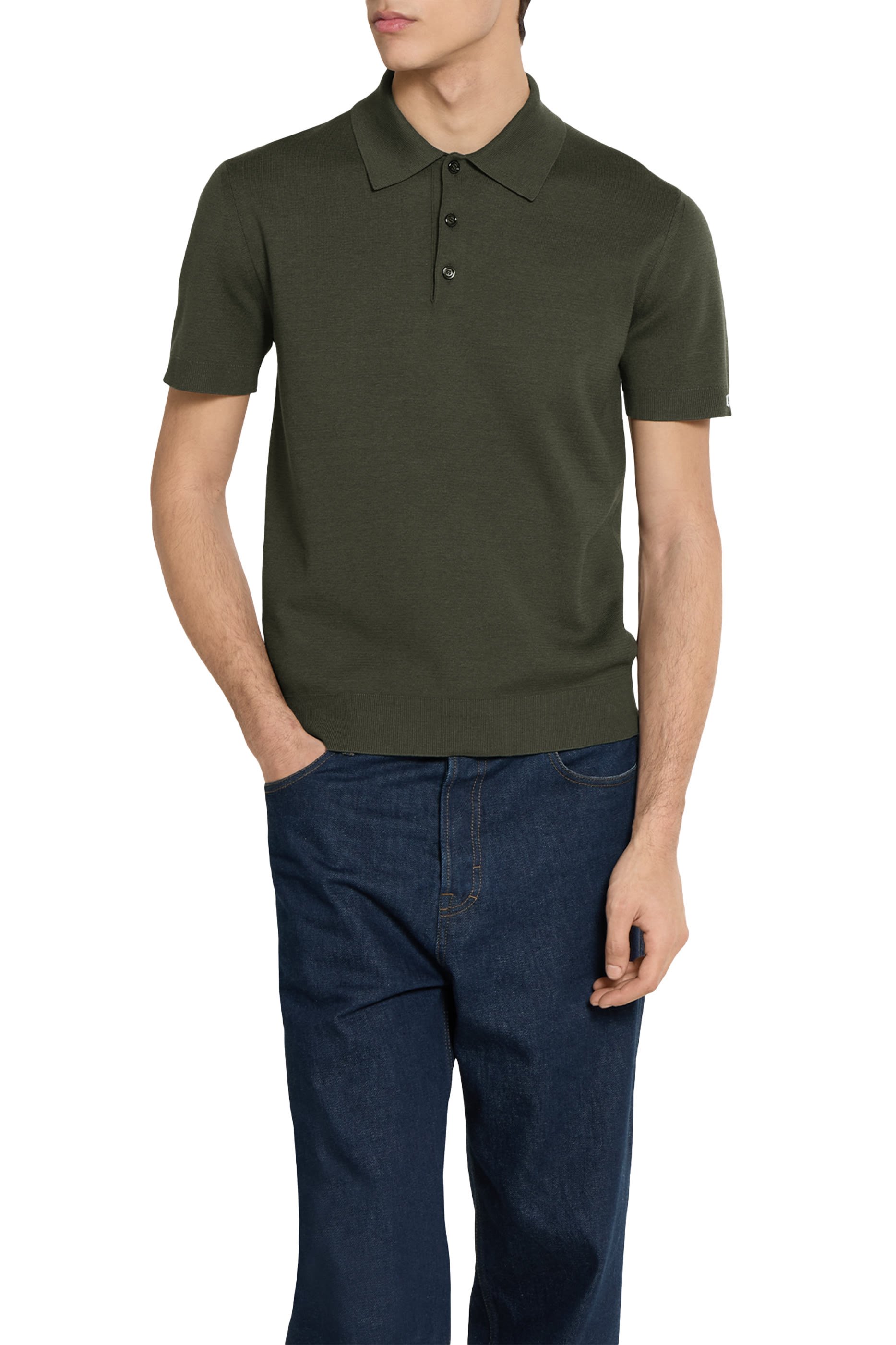 Logo Silk Cotton Knit Polo Shirt