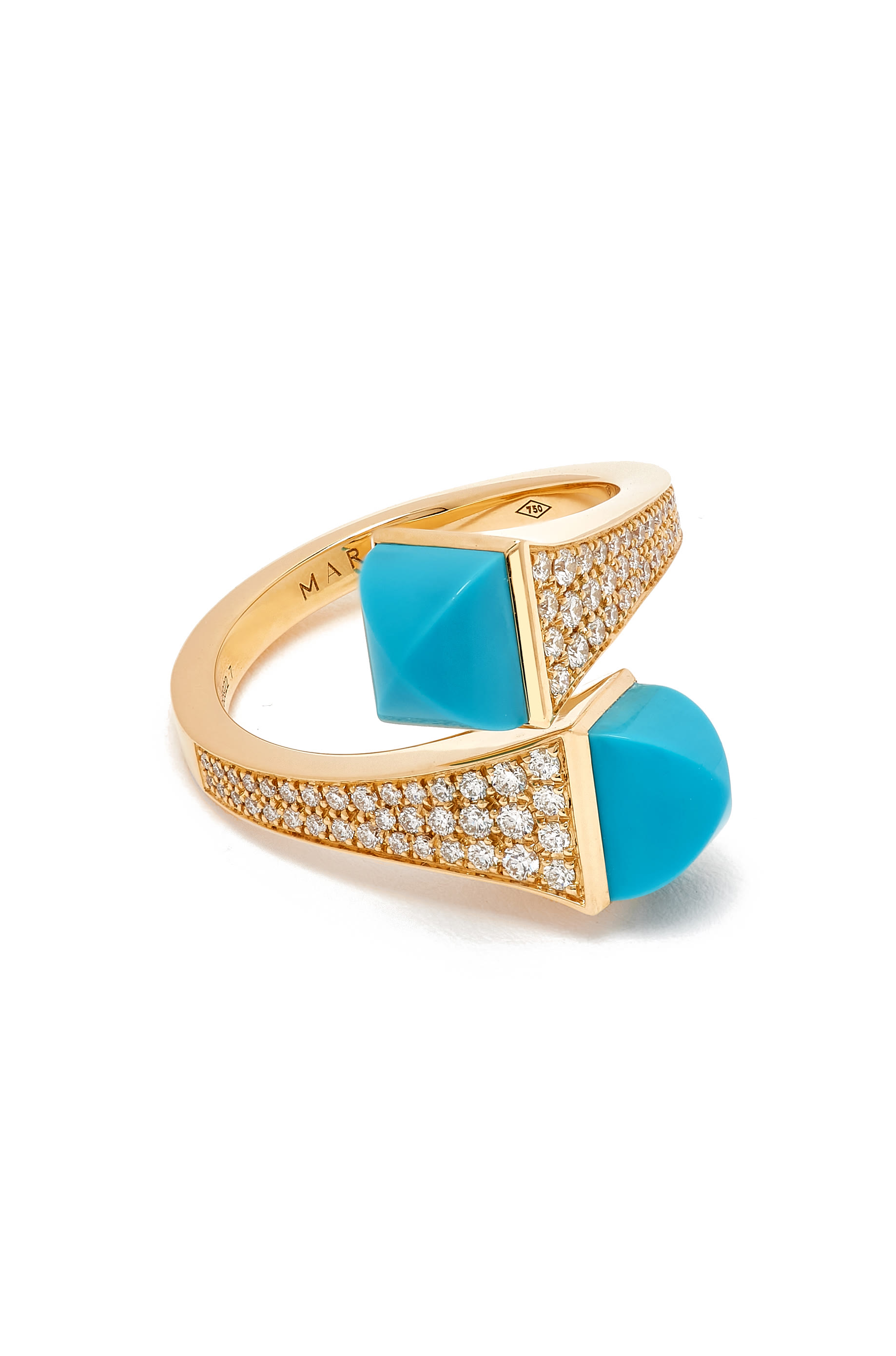 Cleo Ring, 18k Yellow Gold with Turquoise & Diamonds