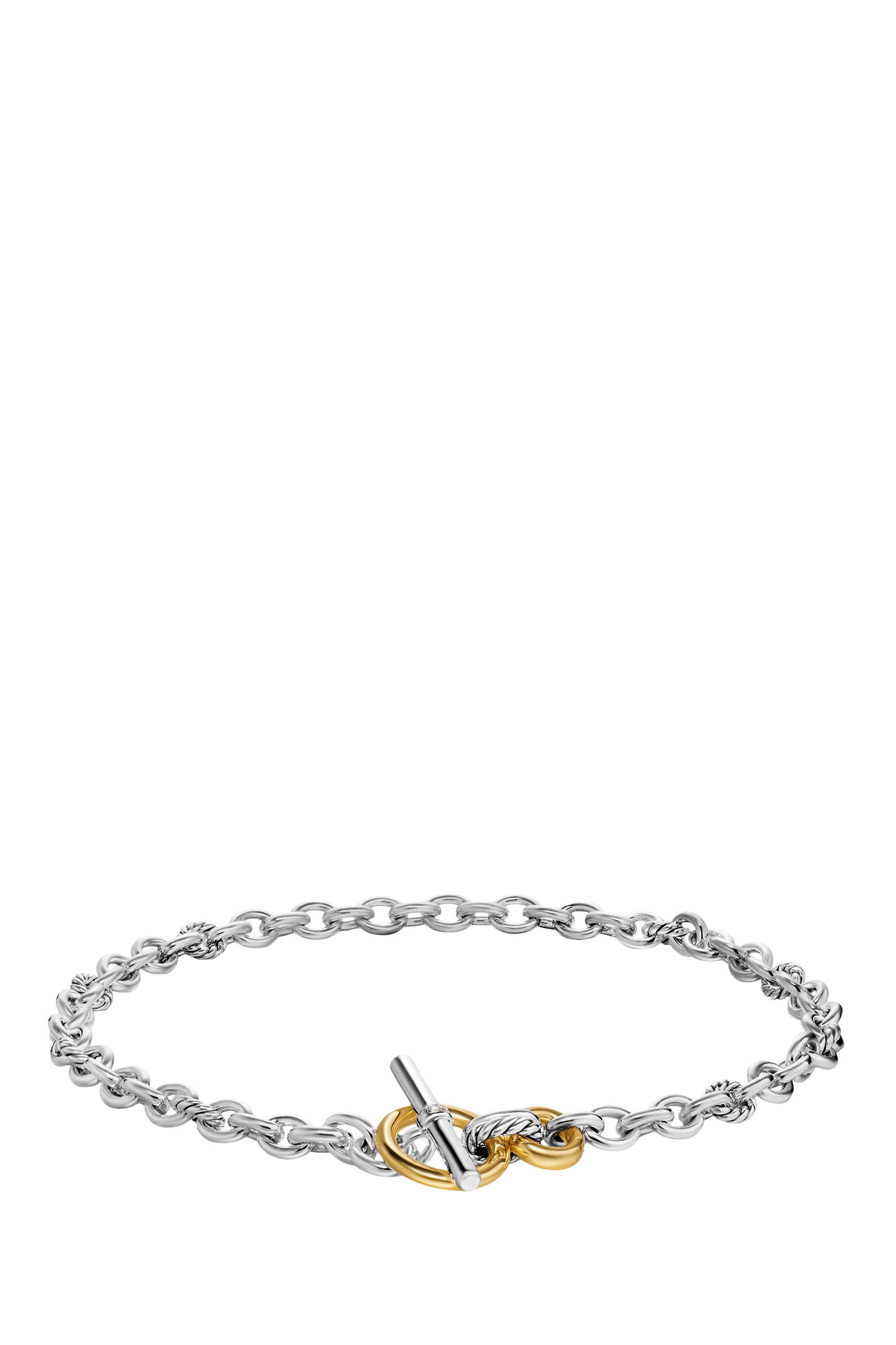 DY Mercer® Toggle Chain Necklace, Sterling Silver with 18k Yellow Gold & Diamonds