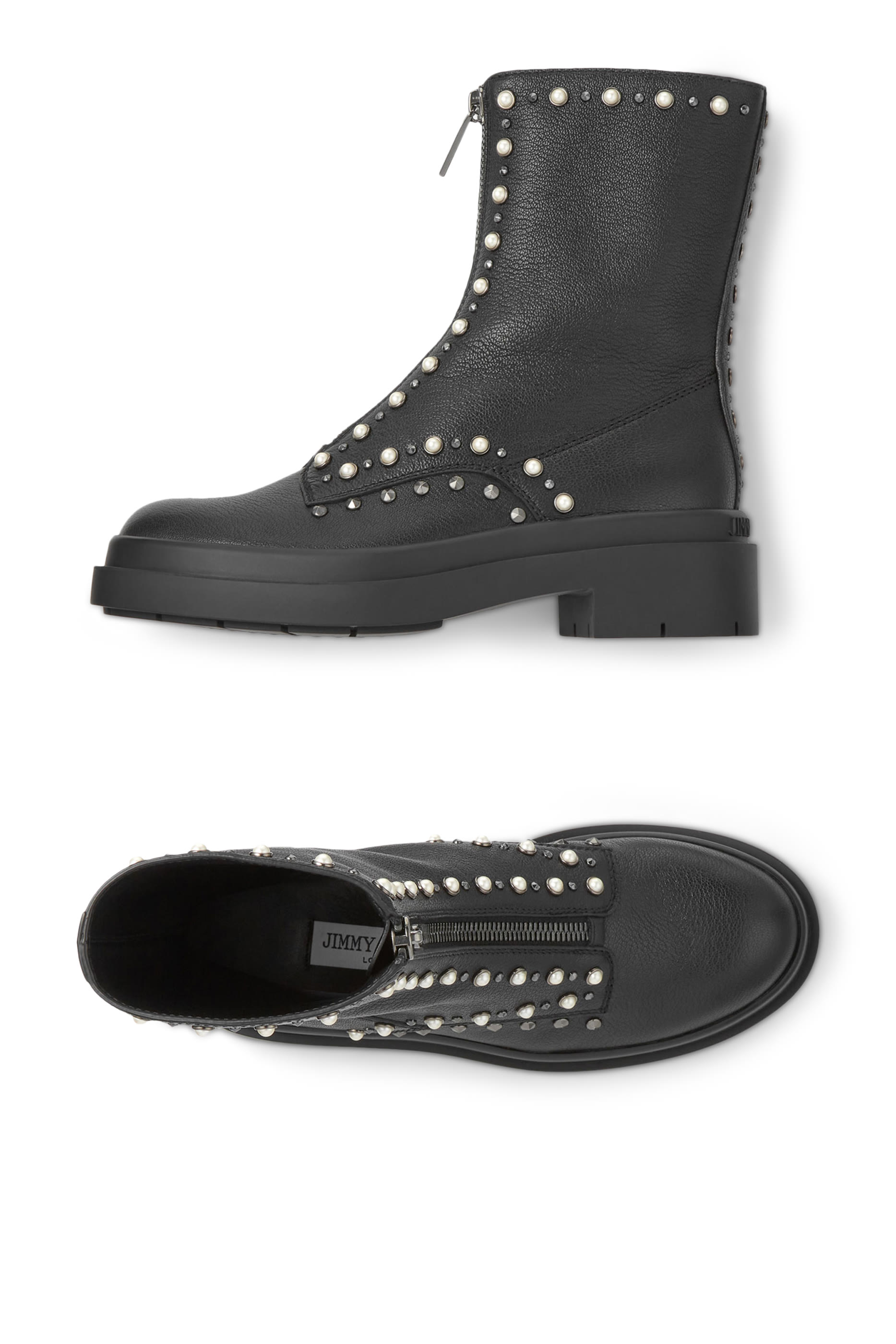 Nola 50 Leather Pearl-Embellished Boots