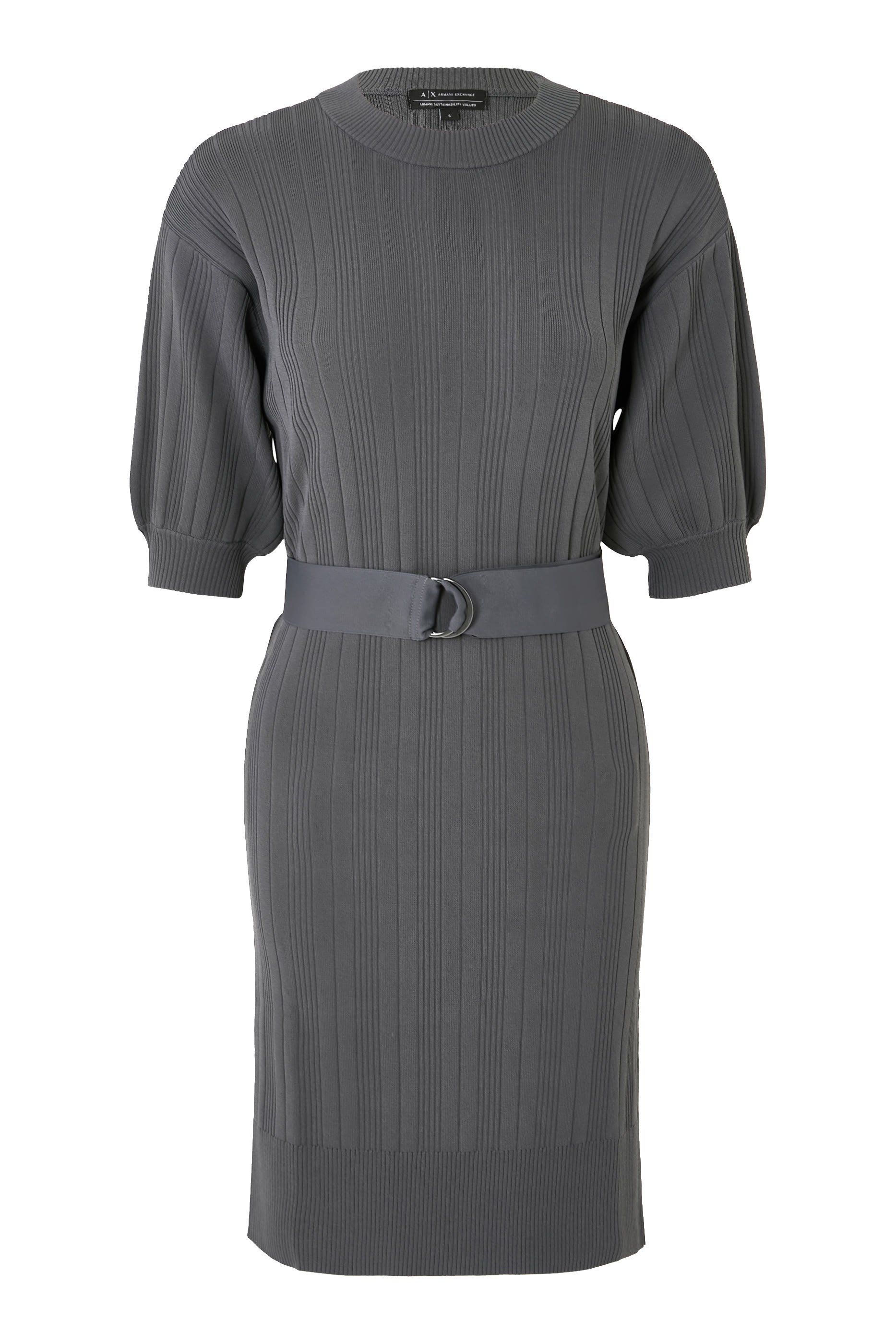 Ribbed Midi Dress with Belt
