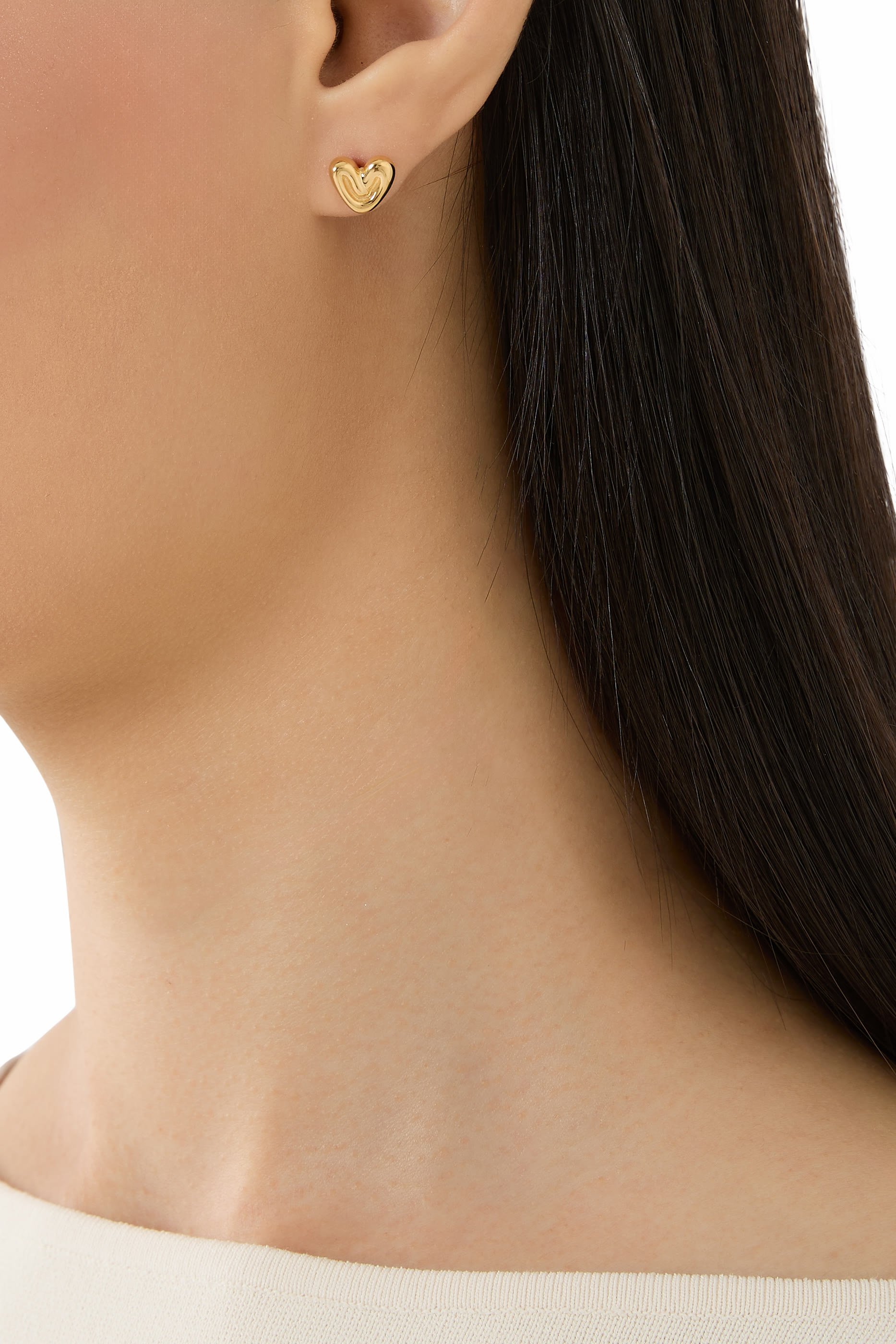 Puffy Heart Mini Stud Earrings,  18ct Recycled Gold Vermeil on Recycled Sterling Silver