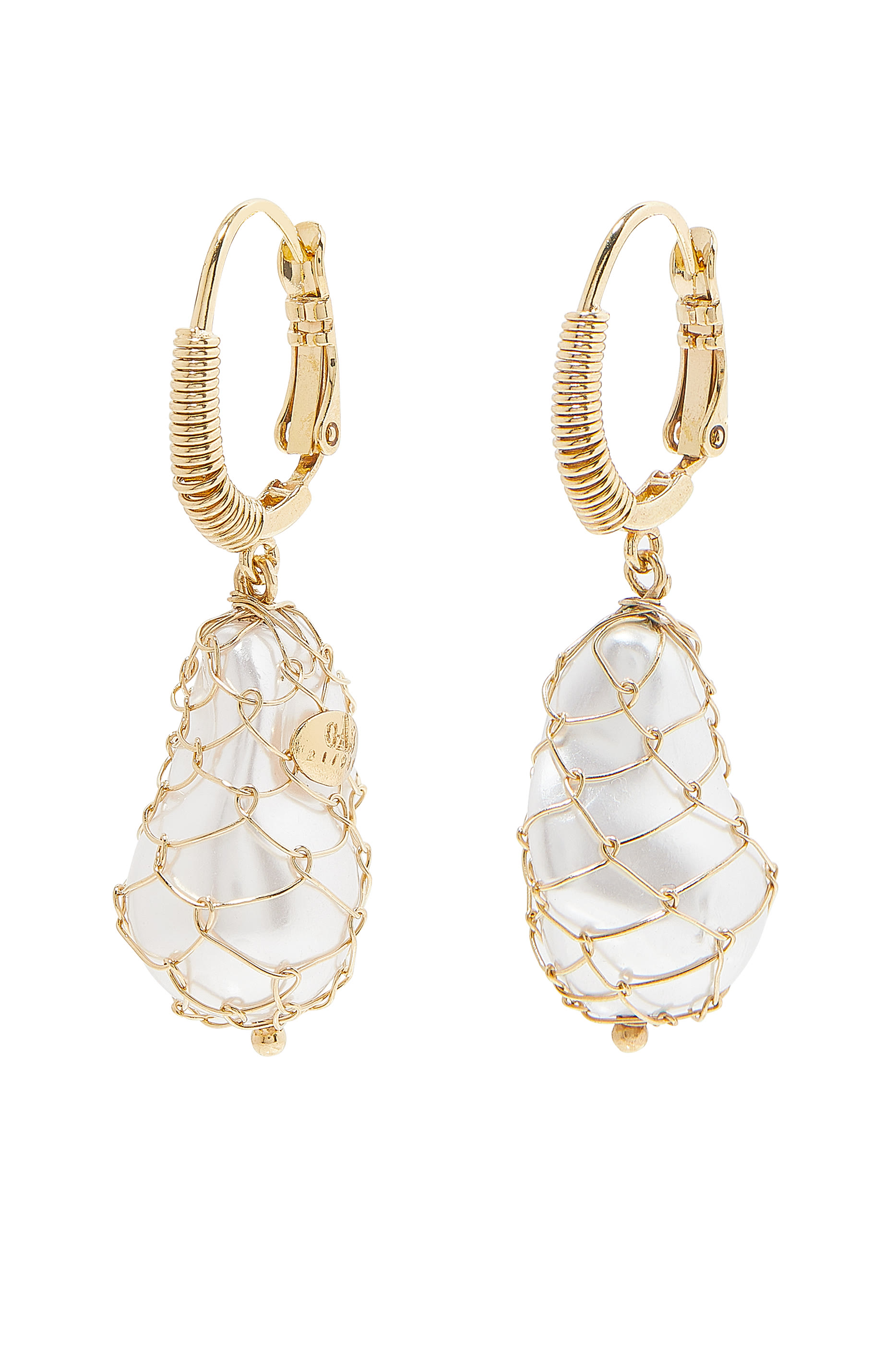 Tao Biwa Earrings, Gold-Plated Brass & Pearls