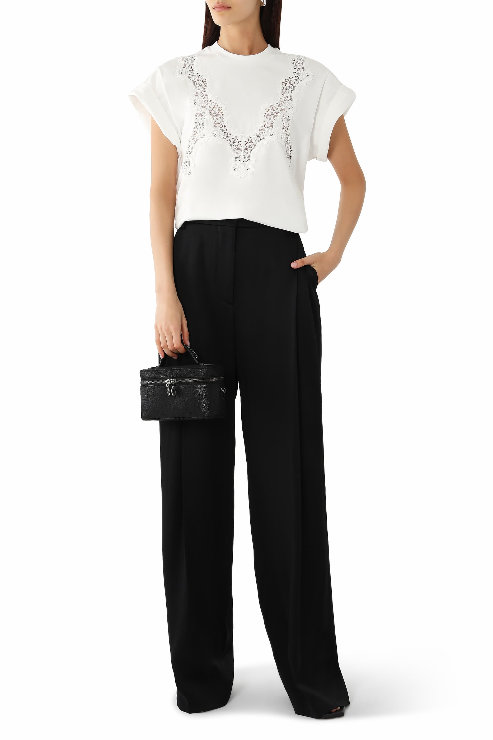 Pleated Straight Satin Trousers
