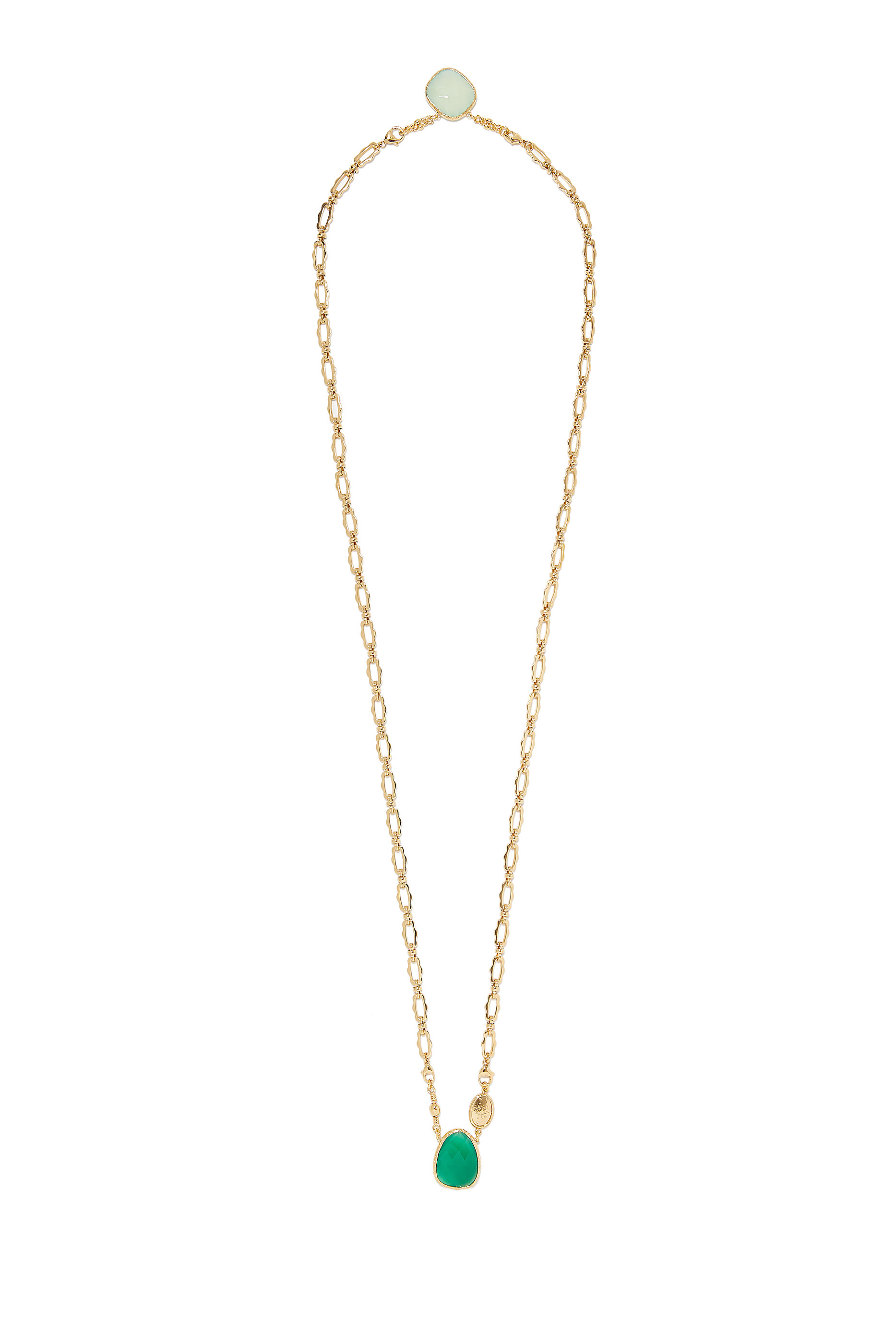 Scapulaire Billy Necklace, Gold-Plated Metal & Green Onyx