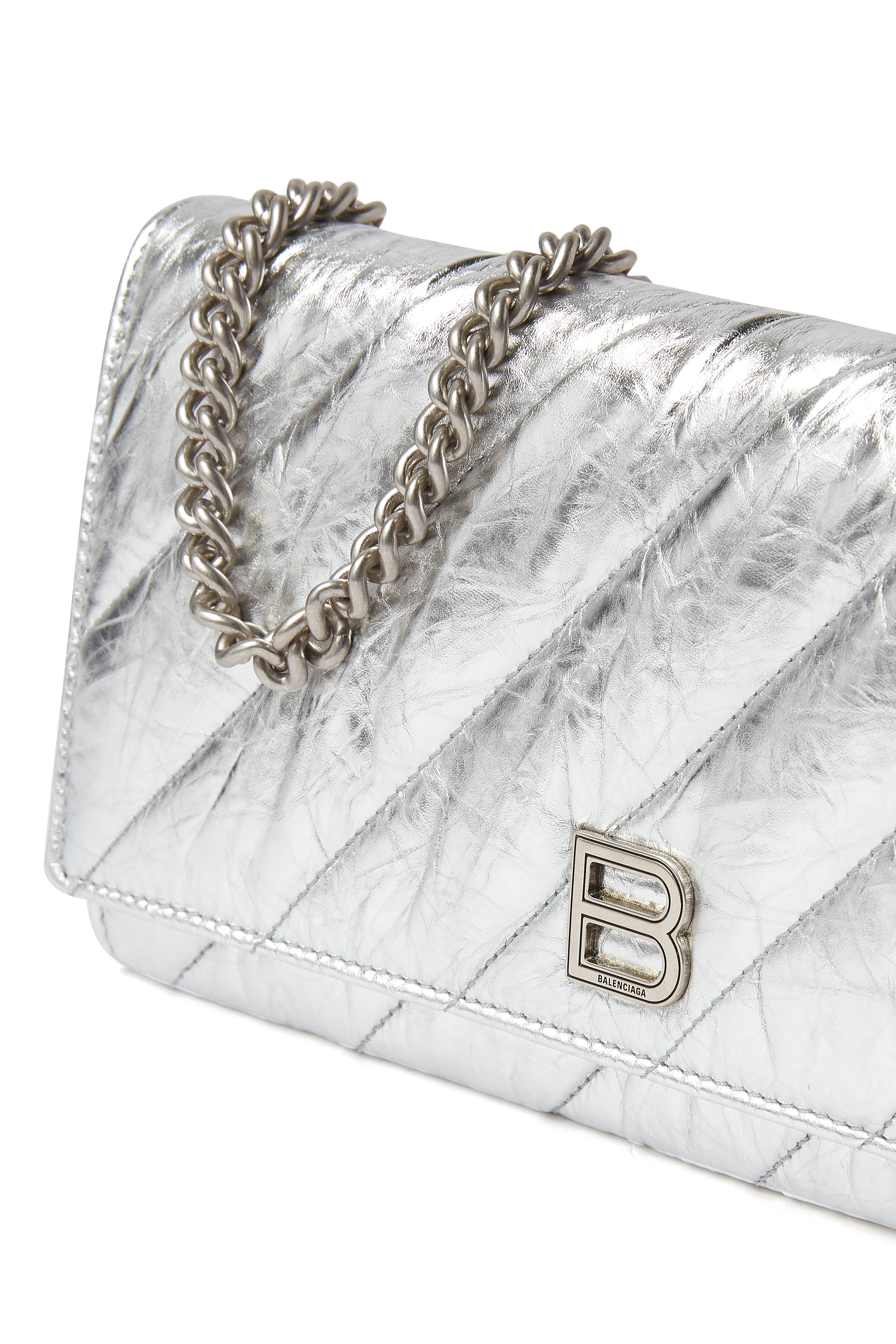 Quilted Crush Metallic Chain Wallet