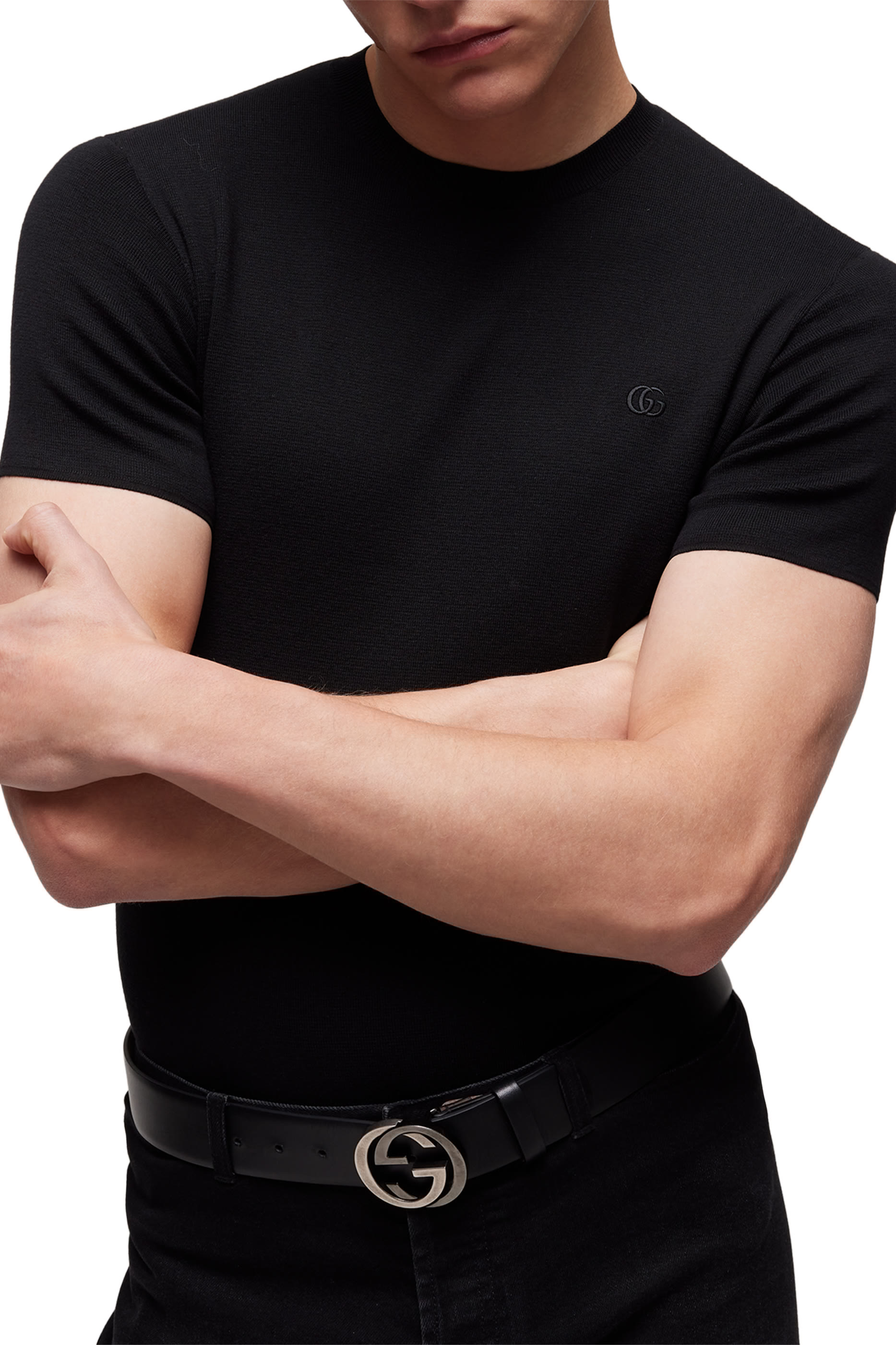 Knit Silk Cotton T-Shirt with Embroidery