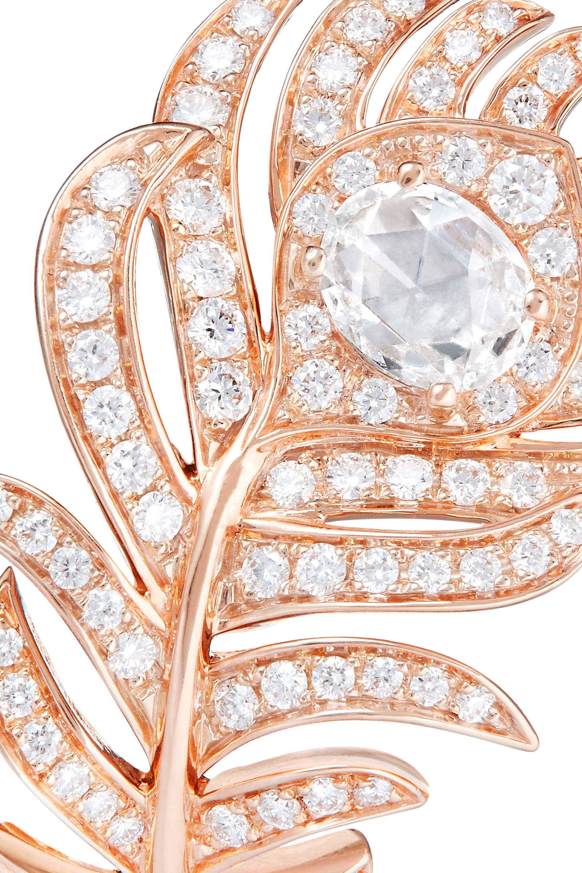 Plume de Paon Small Ring, 18k Pink Gold & Diamonds