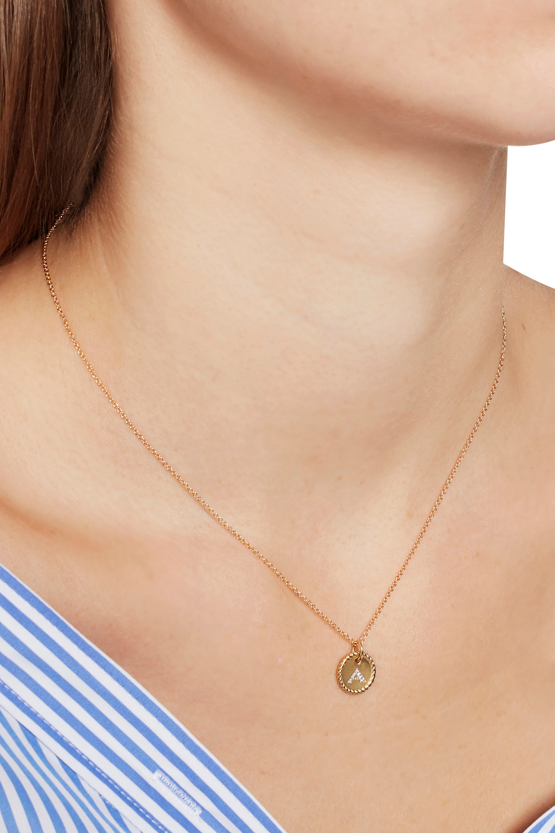 Z Initial Charm Necklace, 18k Yellow Gold & Diamonds