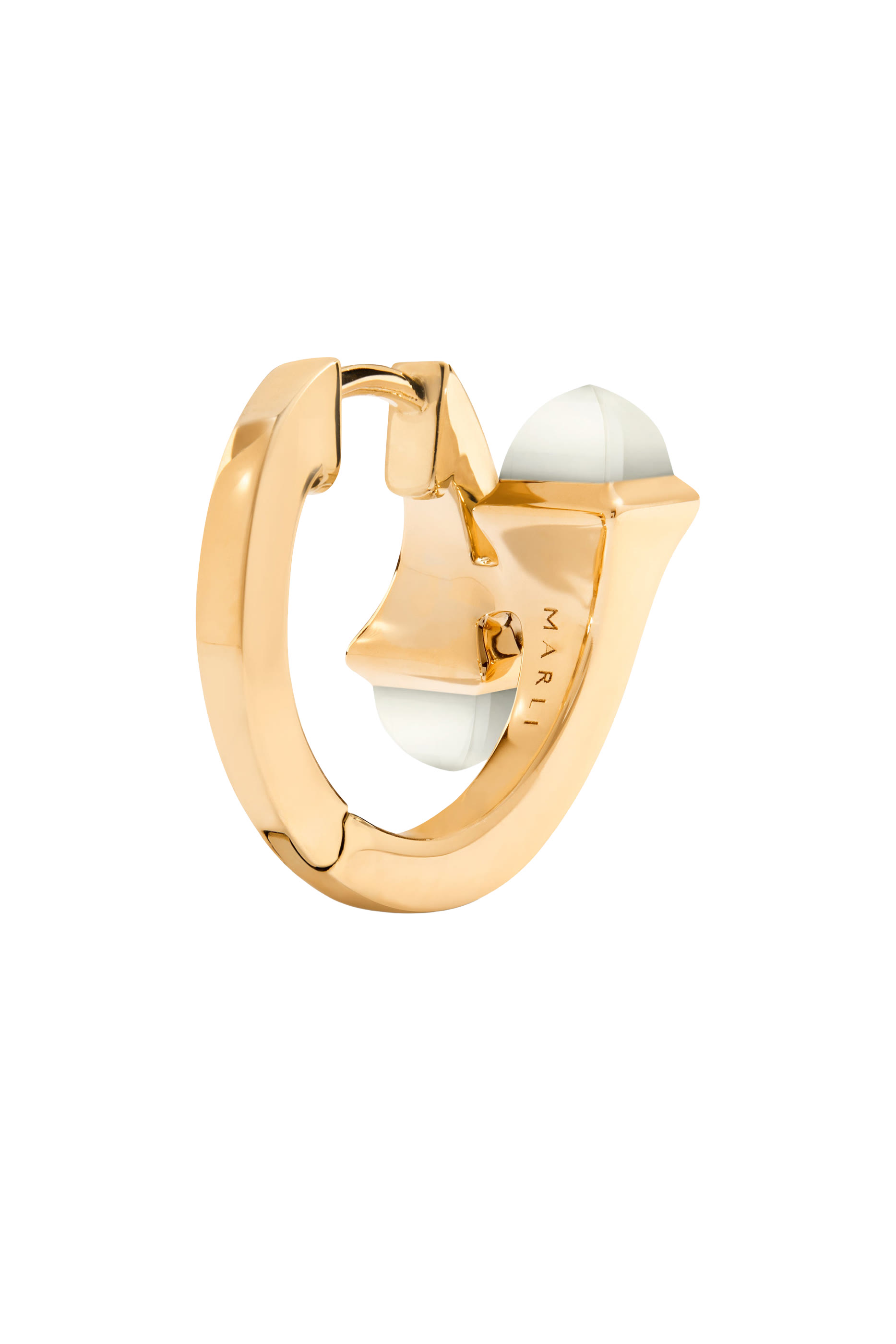 Cleo Open Hoop Earrings, 18k Yellow Gold & Moonstone, Diamonds