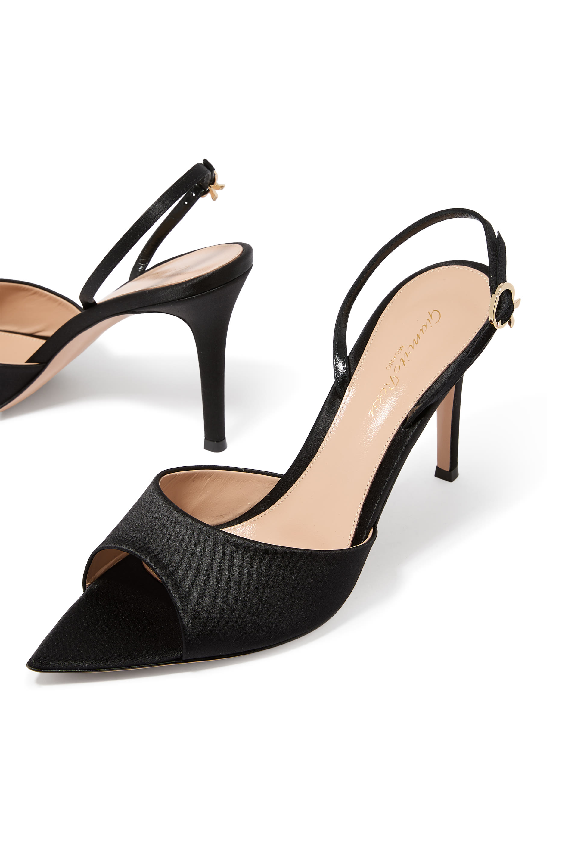 Elle Satin 85 Slingback Mules