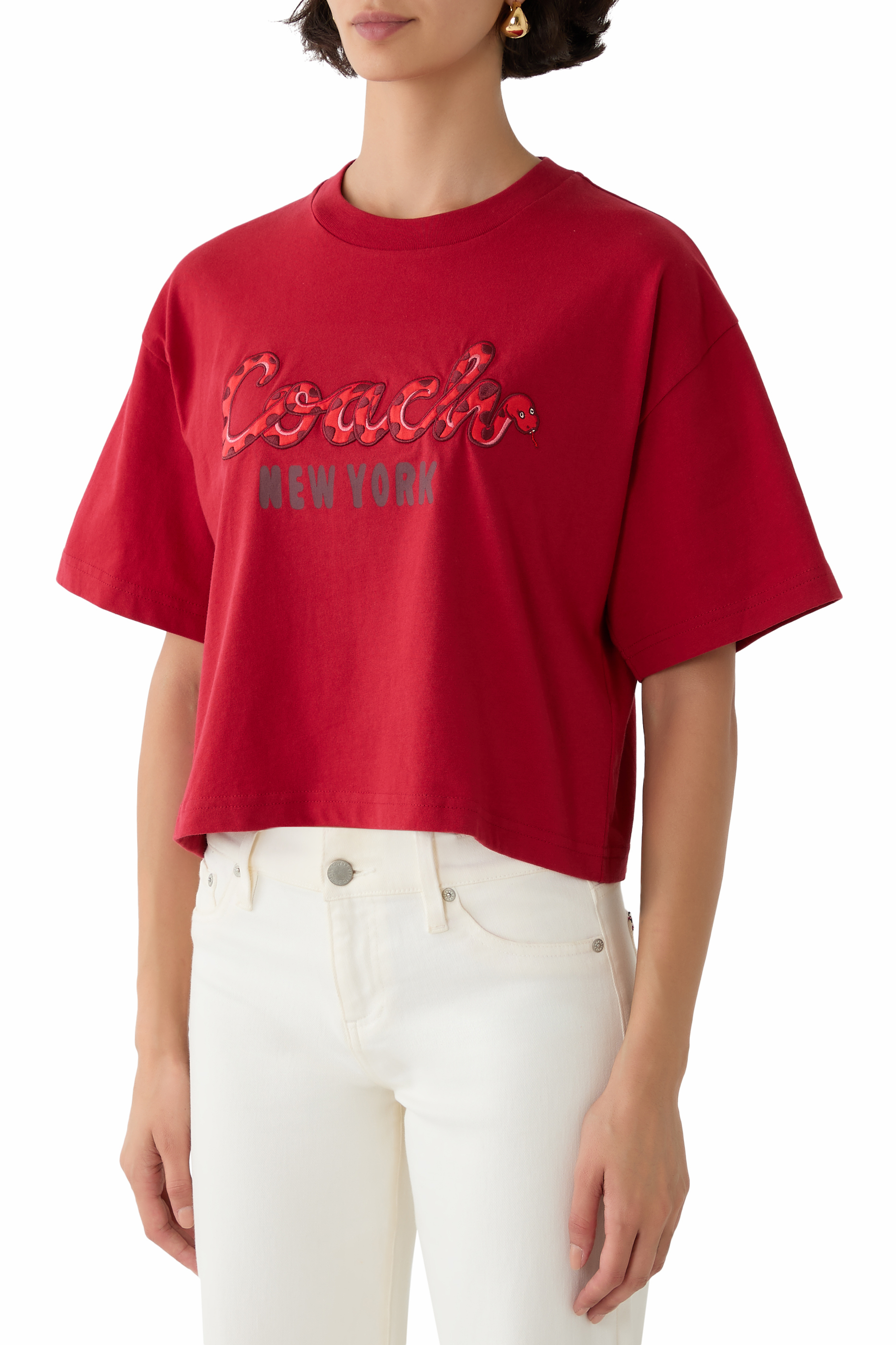 New Year Snake Script Crop T-Shirt