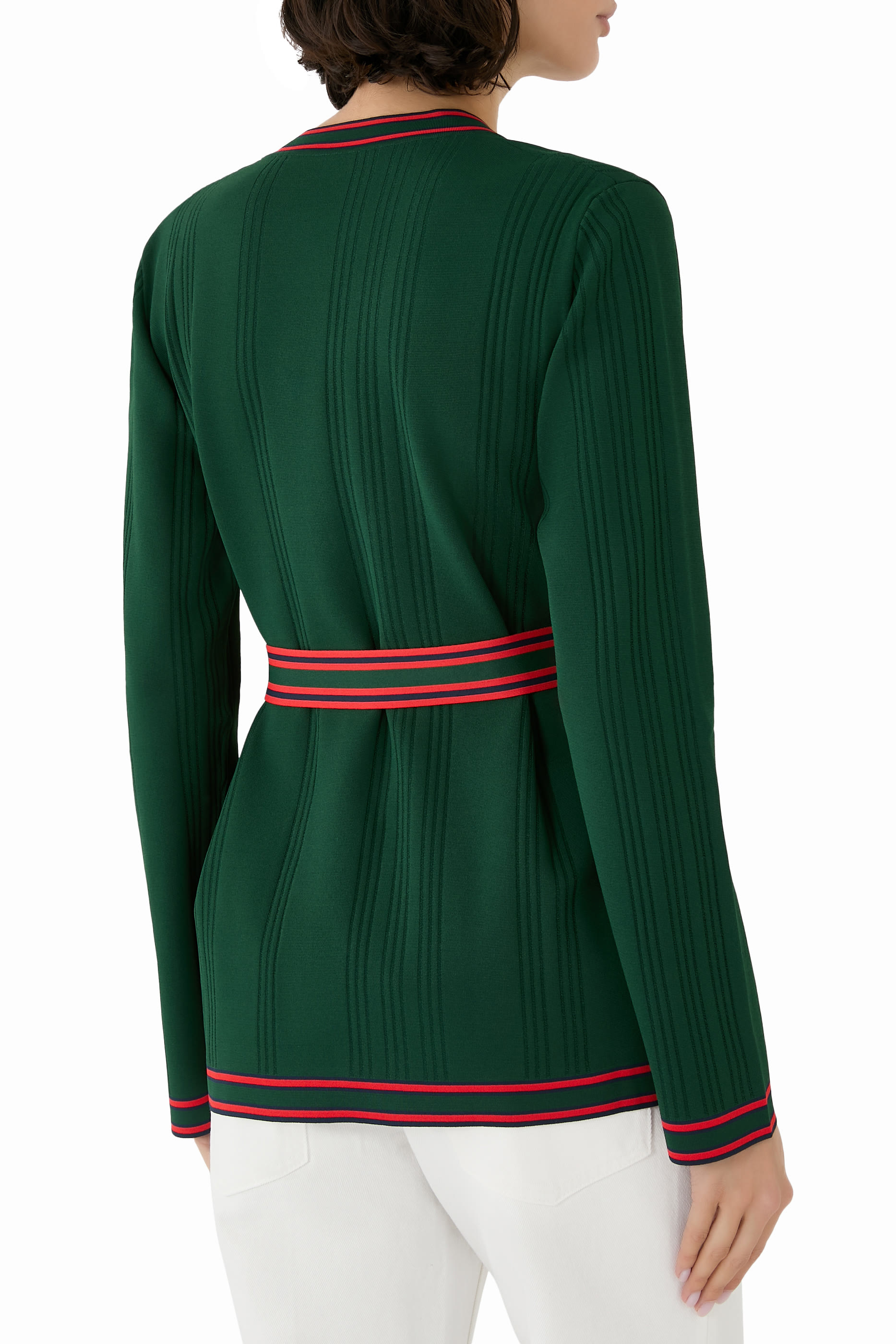 Cardigan with Striped Trim