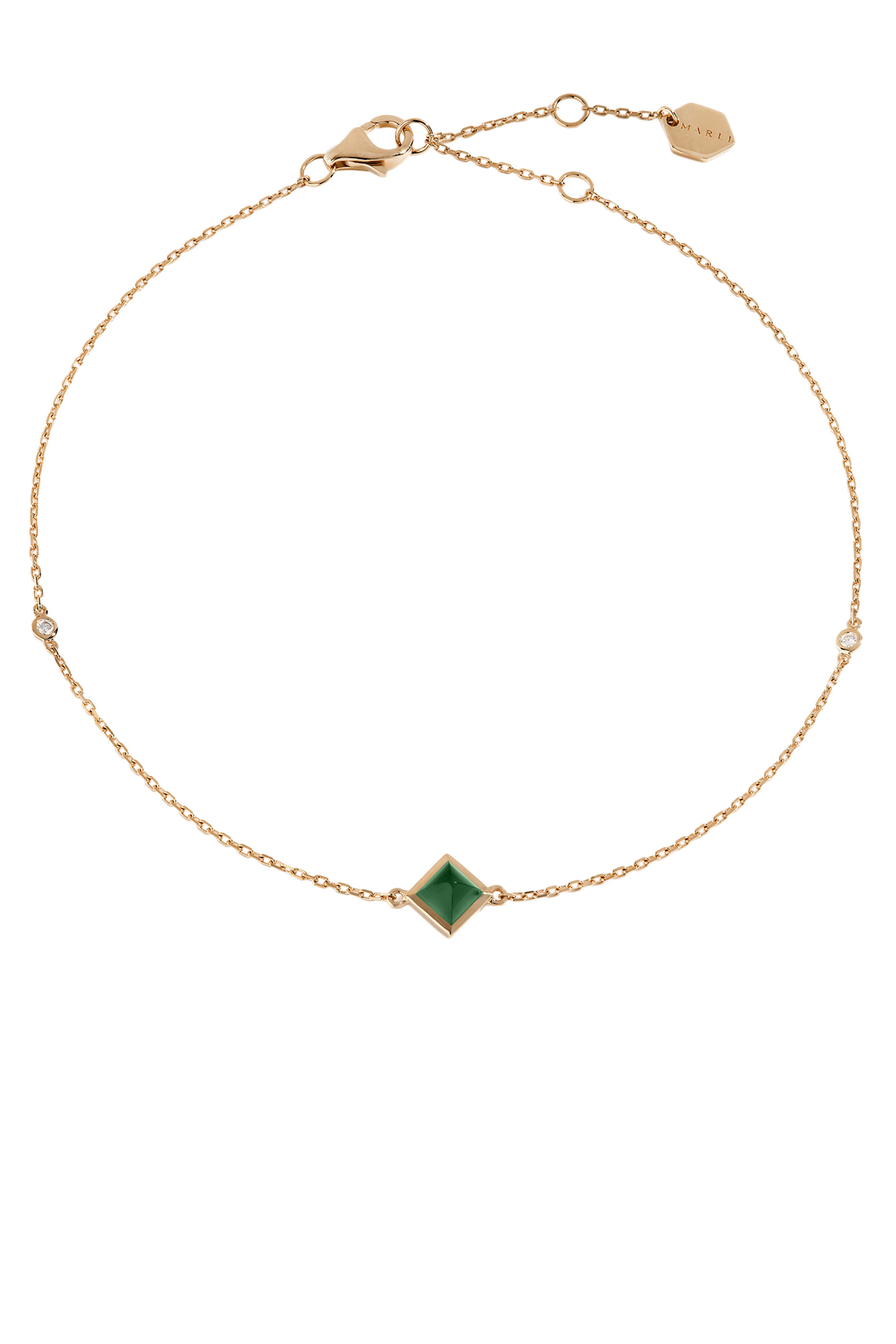 Cleo Anklet, 18k Rose Gold with Diamond & Green Agate