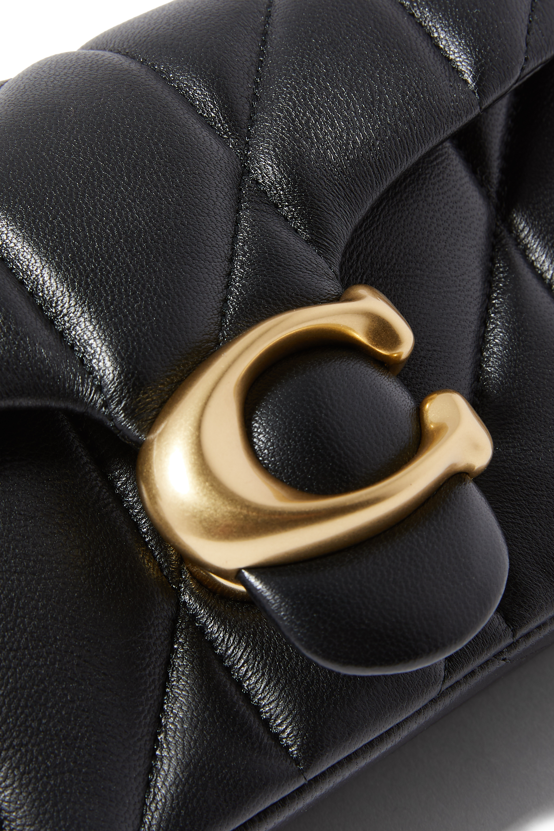 Quilted Pillow Leather Tabby Wristlet With Chain