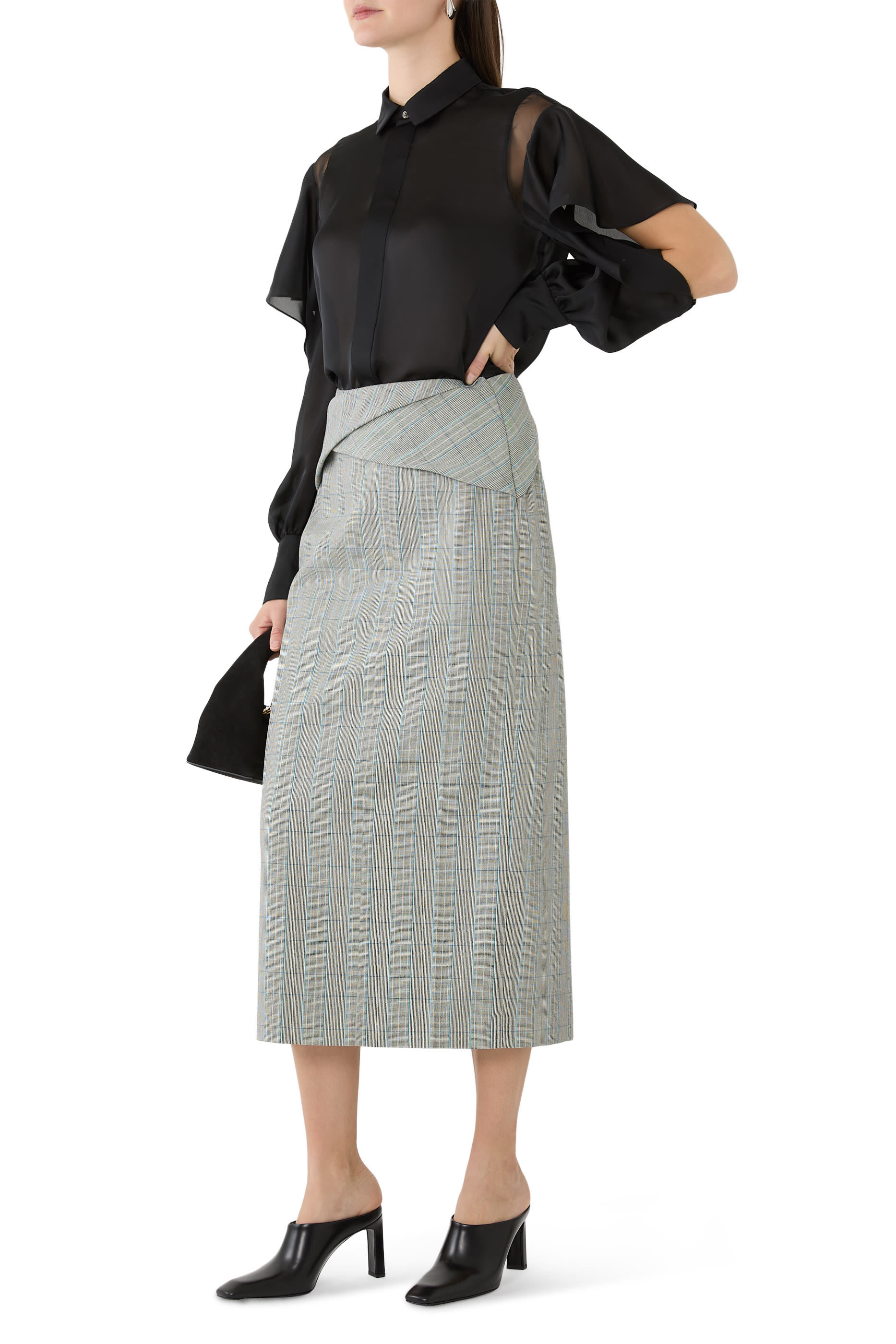  Satin x Chiffon Shirt