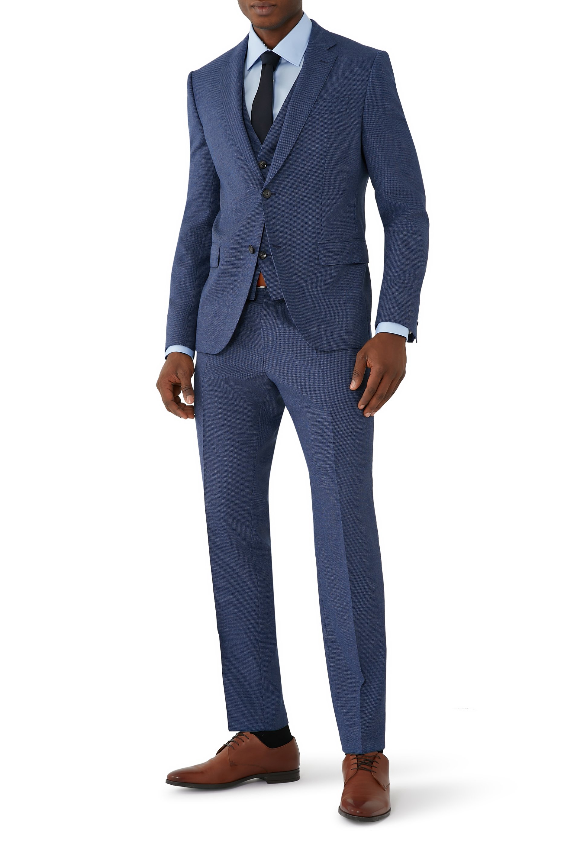 Wool-Blend Three-Piece Slim-Fit Suit
