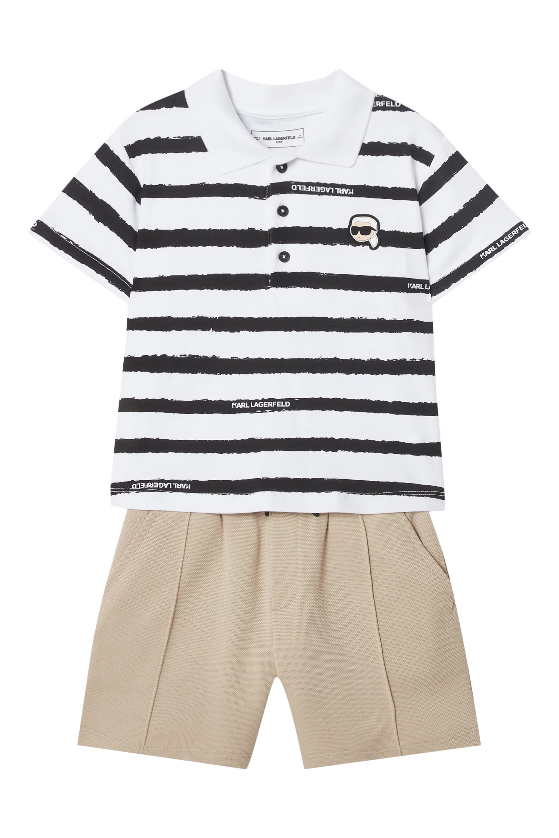 Kids Ikonik Karl Striped Shorts Set