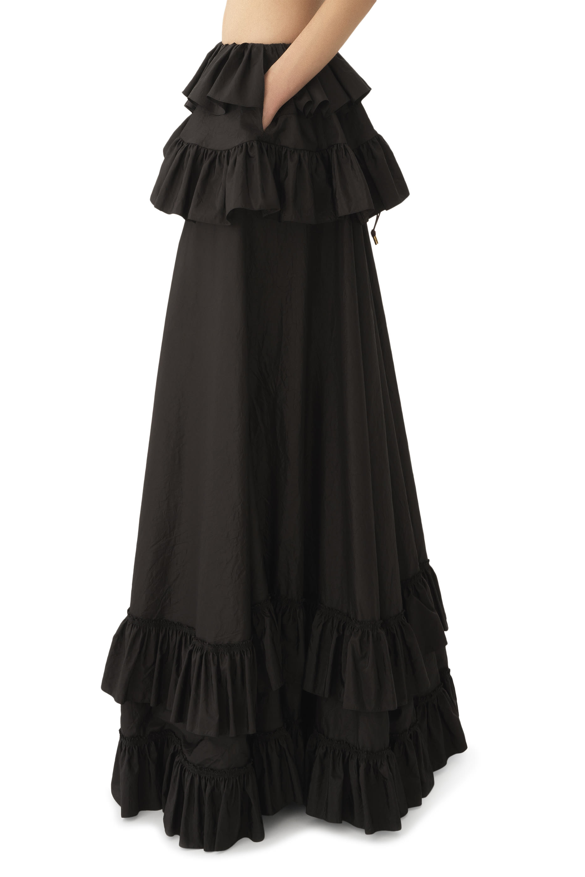 Tiered Maxi Skirt in Washed Silk Taffeta 