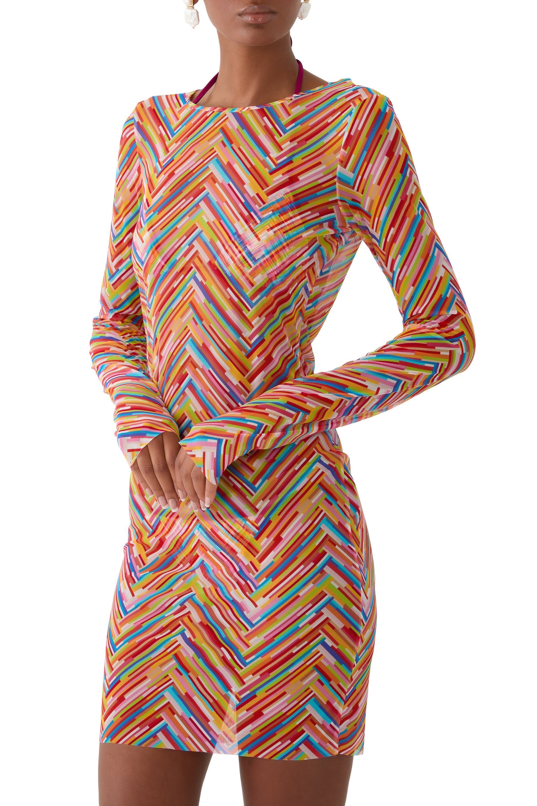 Mare Chevron Tulle Mini Dress