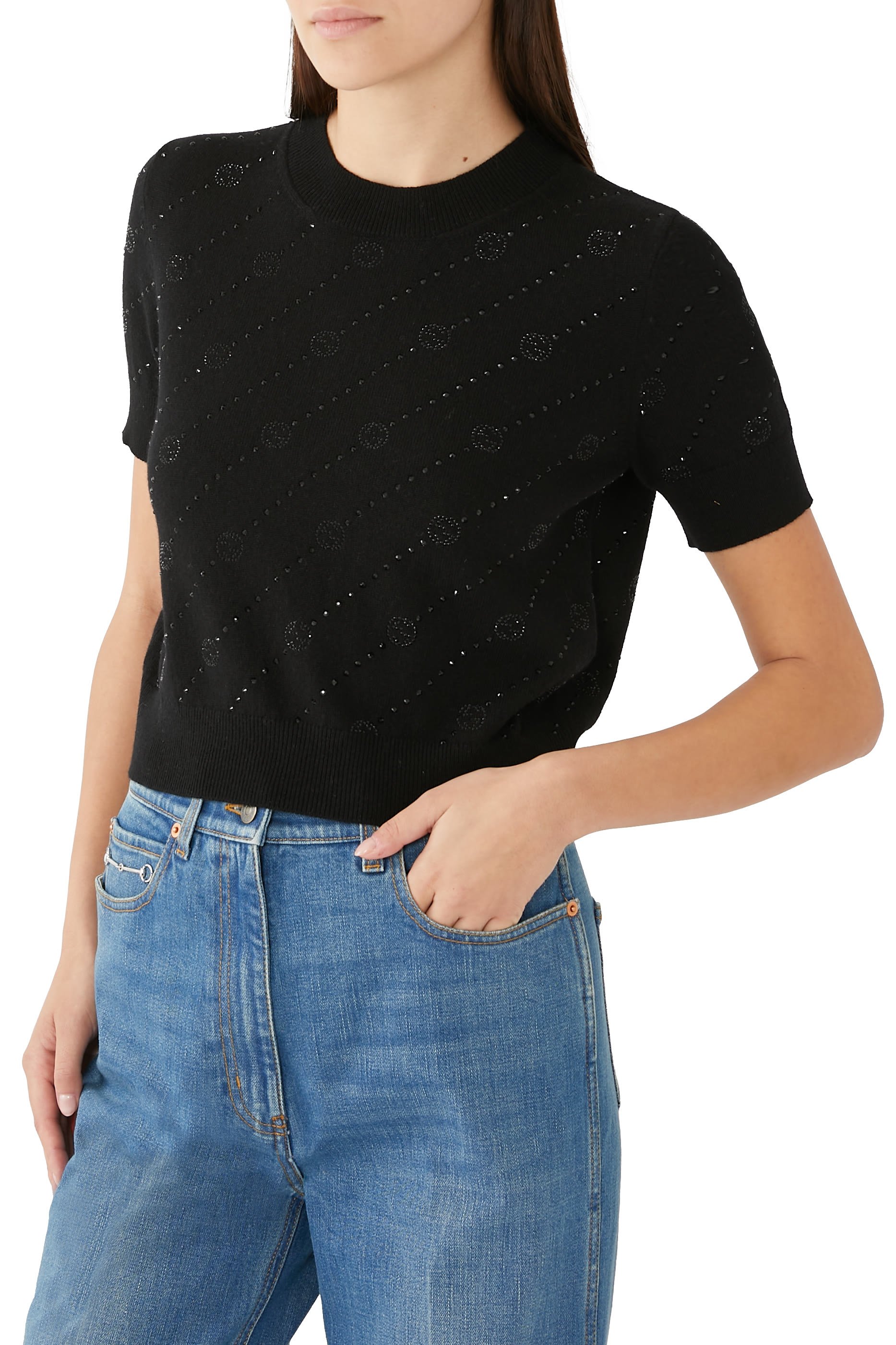 Cashmere Crystal Interlocking G Top