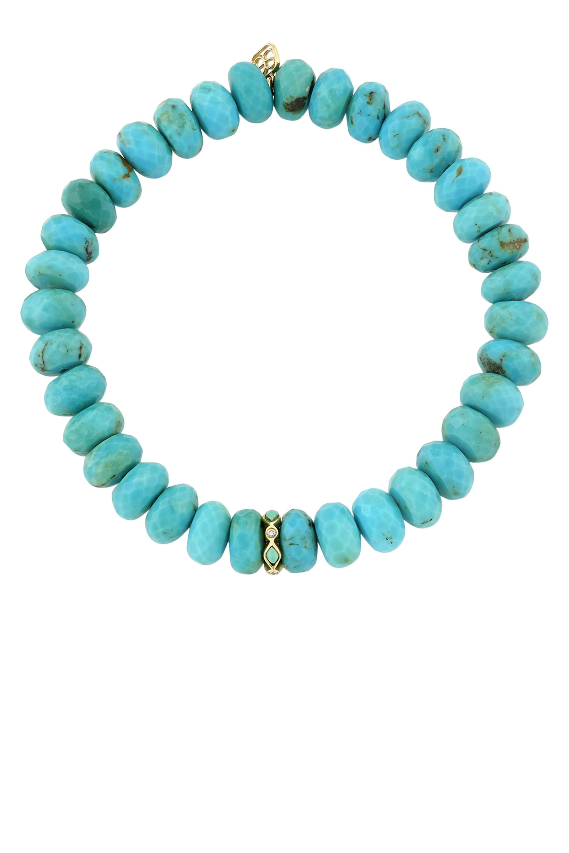 Rondelle Bracelet, 14k Yellow Gold & Turquoise, Diamond