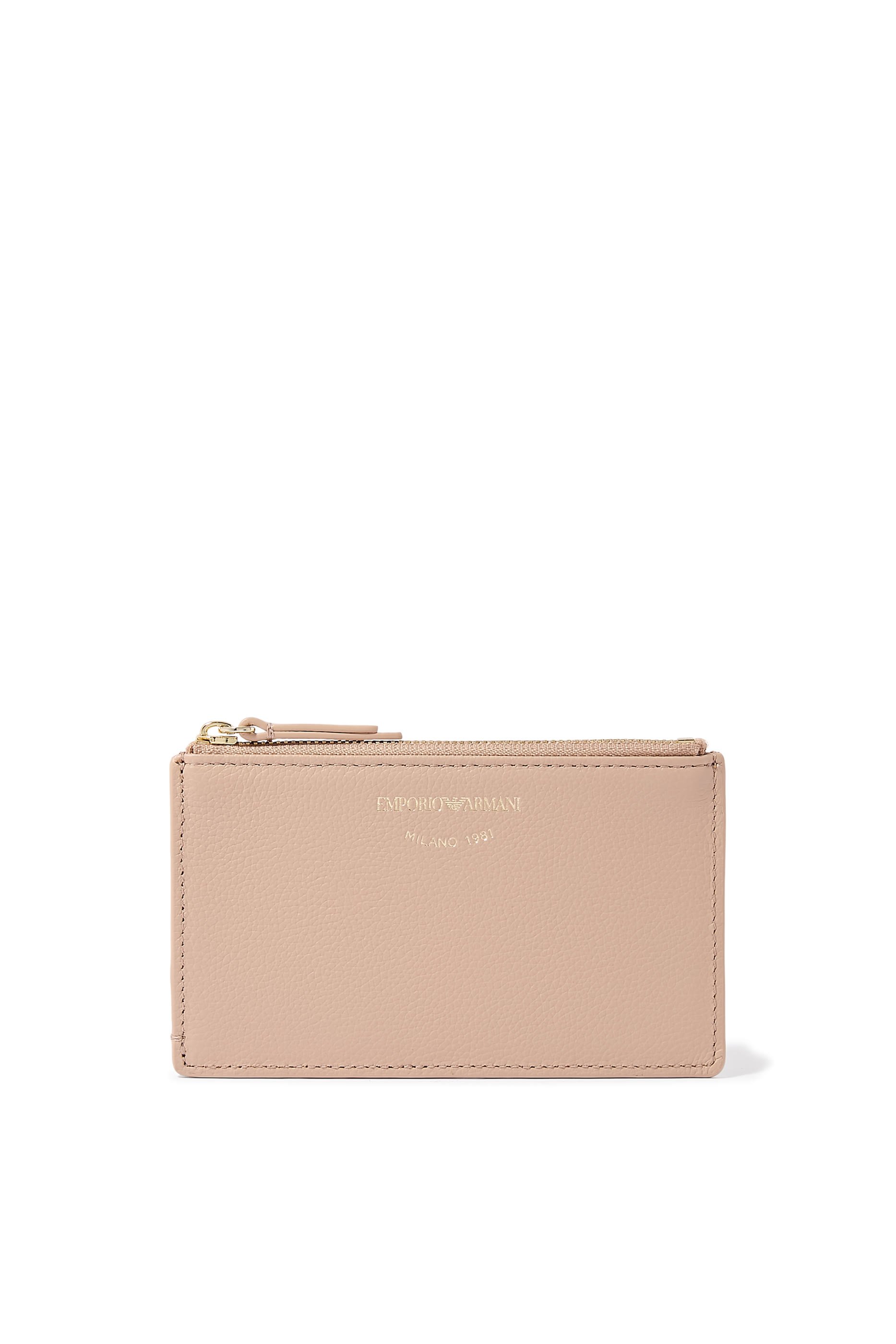 Zipped Tumbled-Leather Card Holder