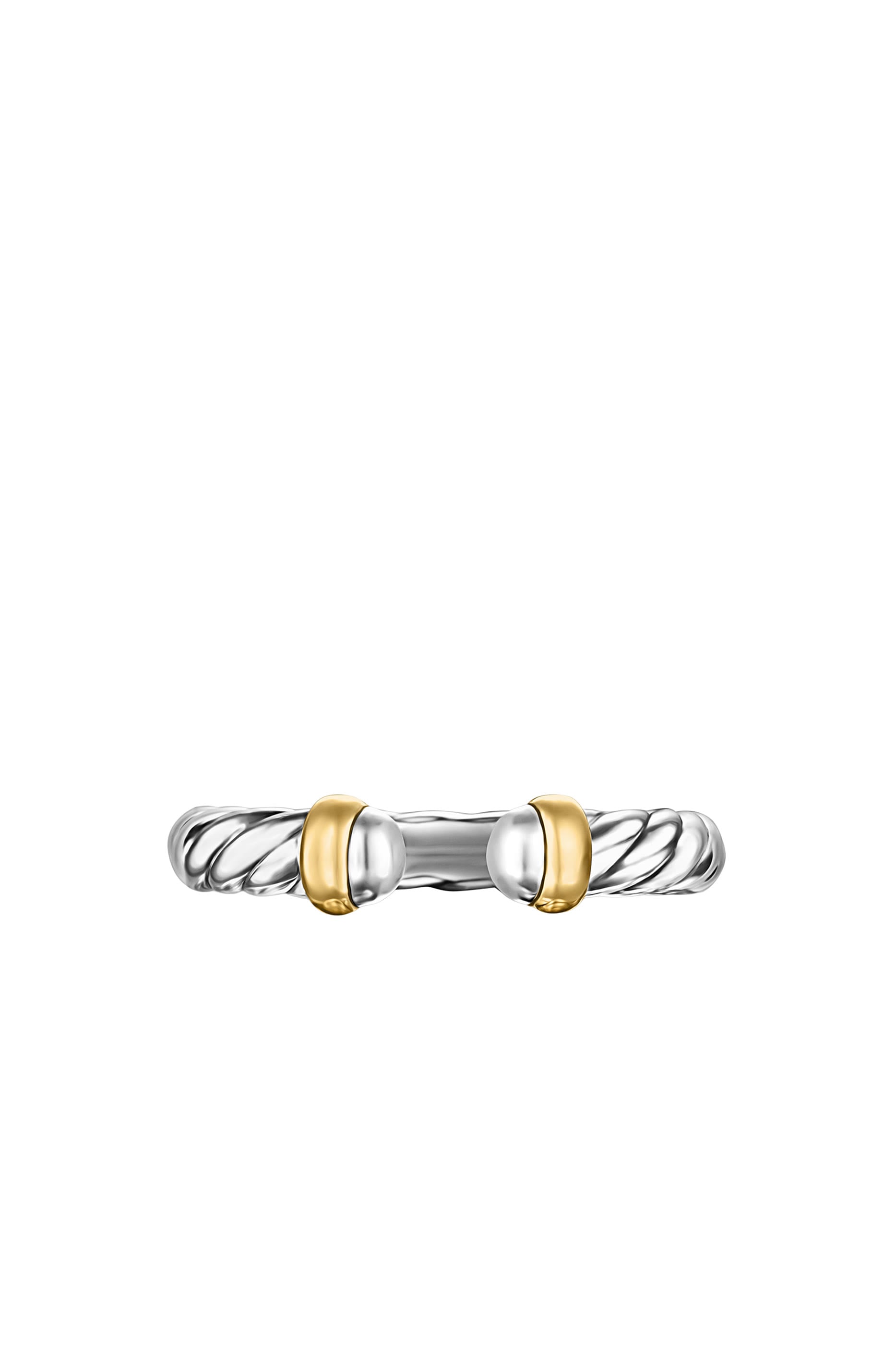 Petite Cable Open Ring,  Sterling Silver with 14K Yellow Gold