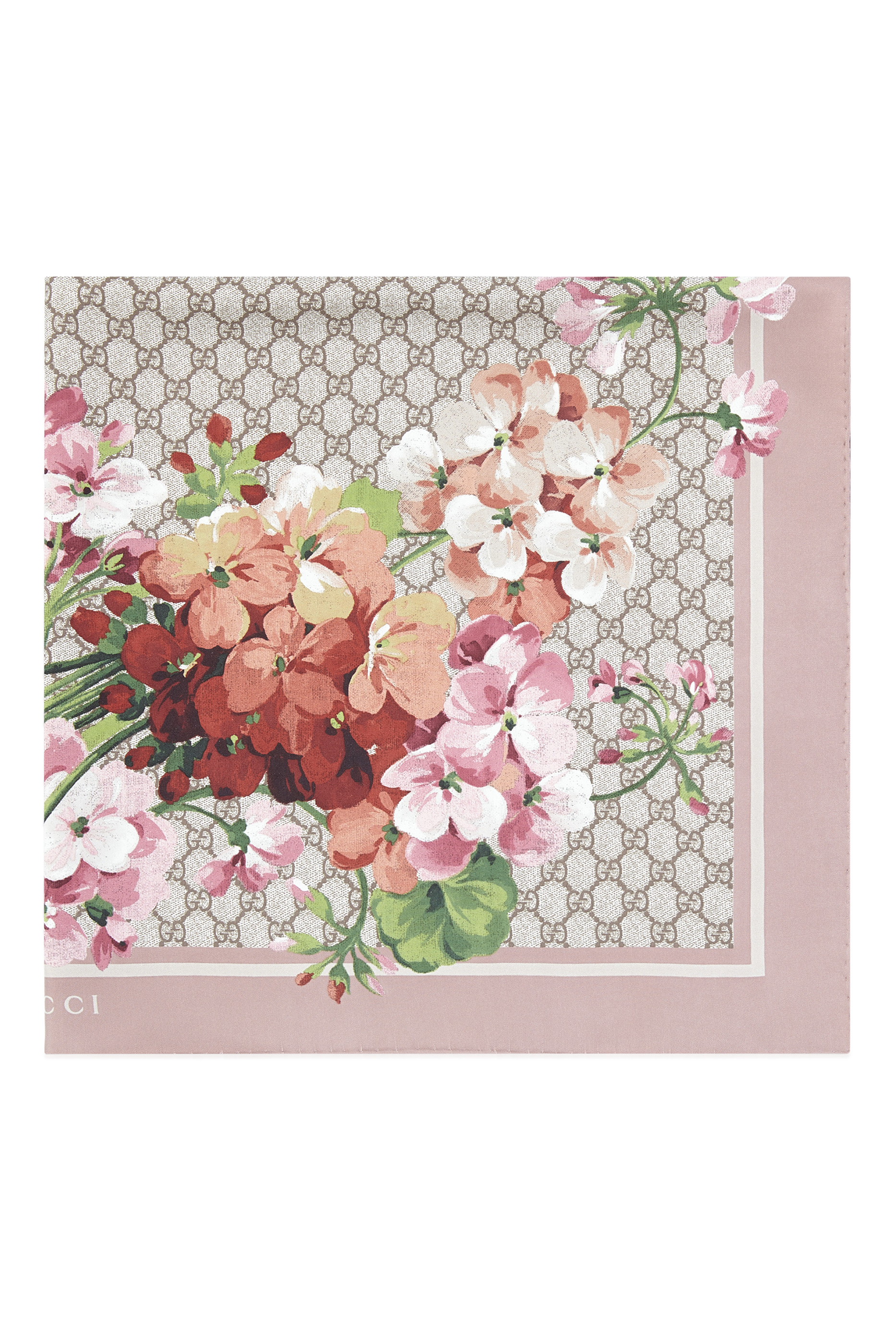 GG Blooms Print Silk Scarf
