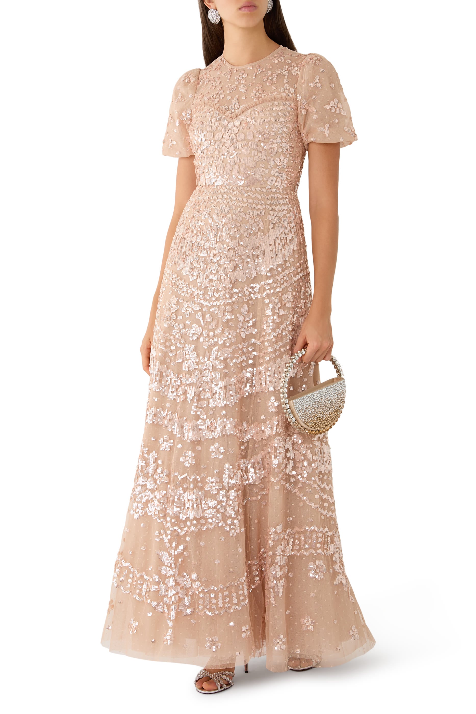 Anais Sequin Short Sleeve Gown