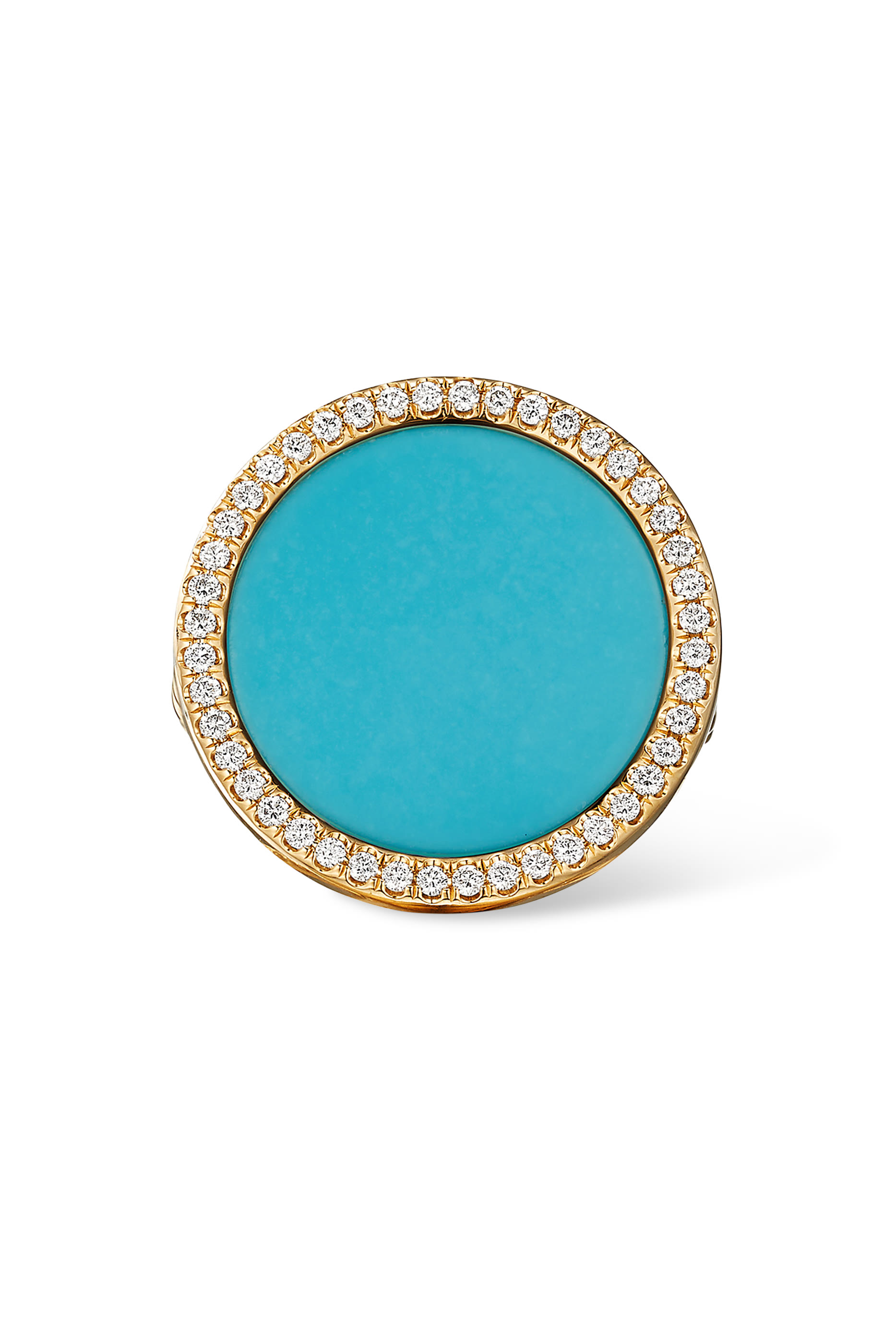 Elements&reg; Ring in 18K Yellow Gold with Turquoise and Pav&eacute; Diamonds