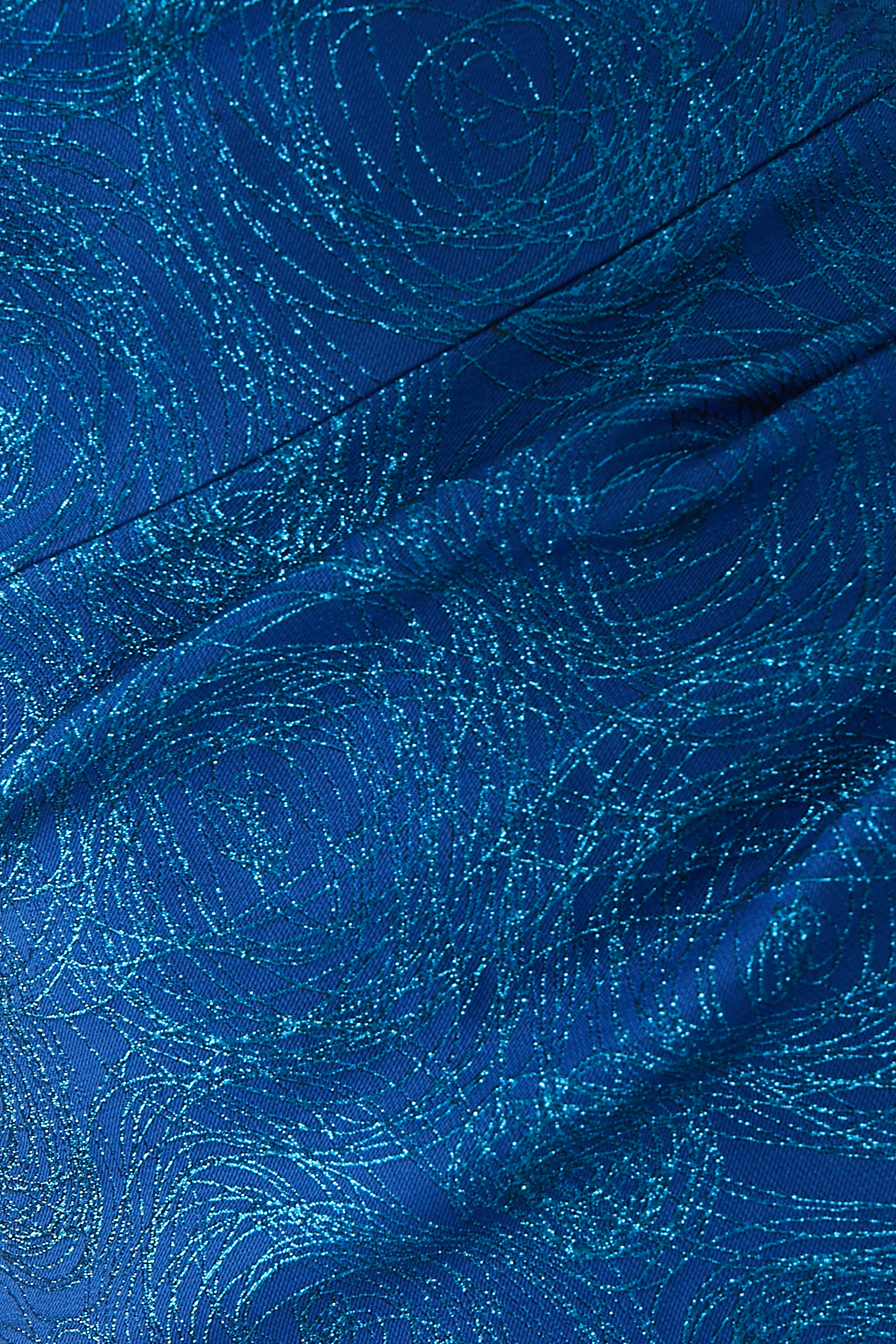 Stretch Jacquard Asymmetrical Swirl Gown