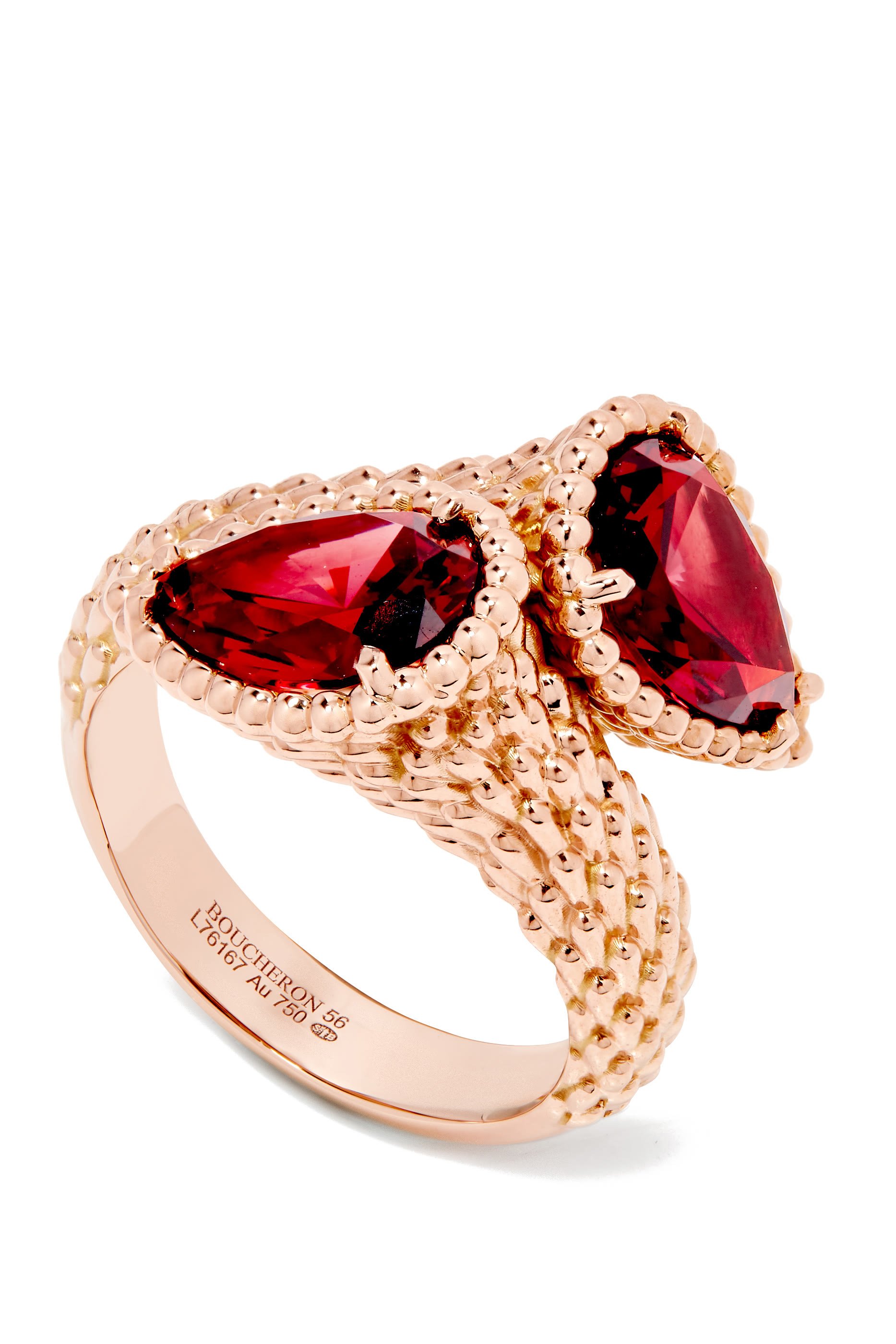 Toi Et Moi Serpent Boheme Ring, 18k Pink Gold & Rhodolite Garnet