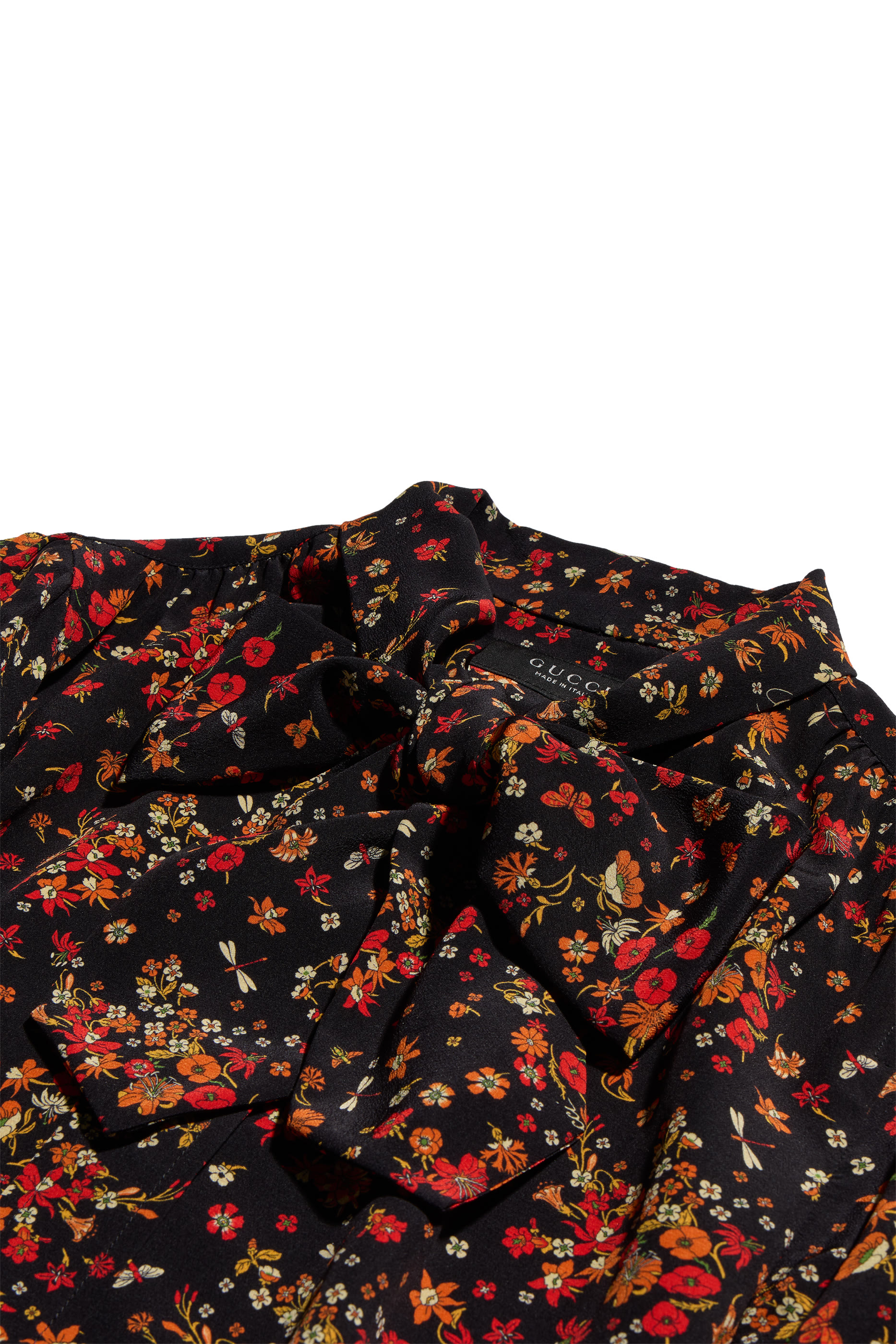 Floral-Print Self-Tie Bow Shirt