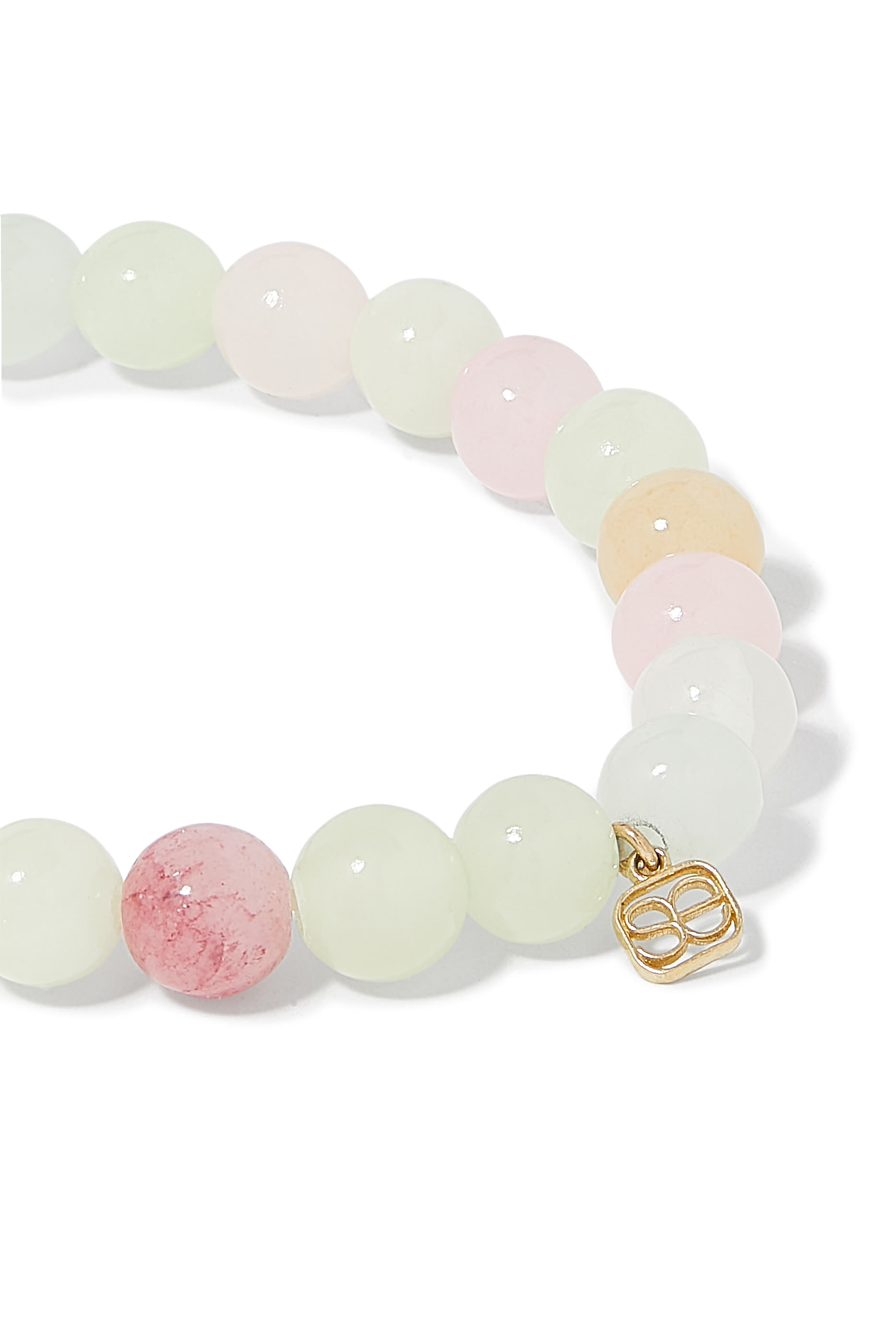 Kids Heart Charm Bracelet,  14K Yellow Gold with Enamel &  Mix Color Morganite Beads
