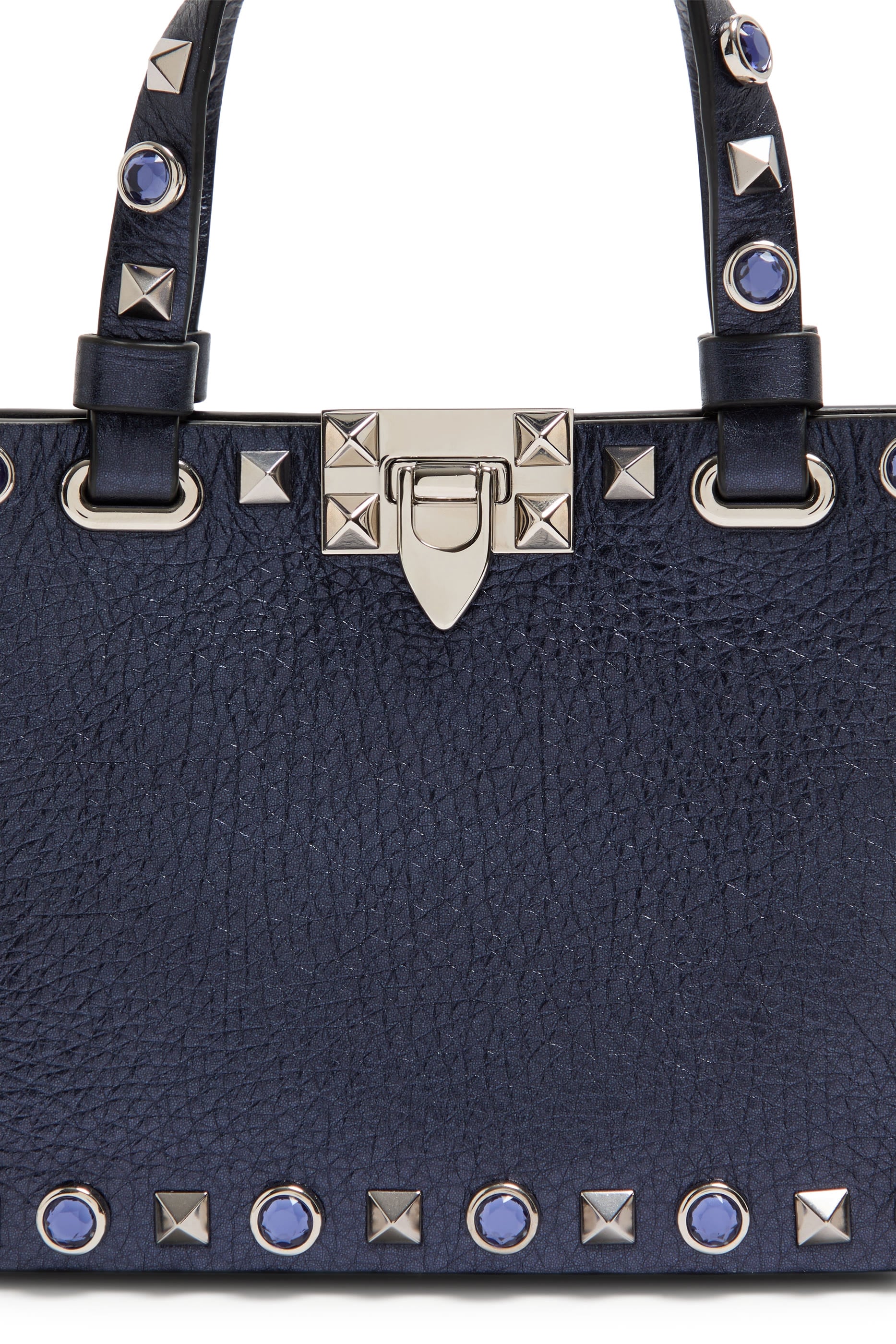 Rockstud Mini Shopping Bag in Laminated Calfskin