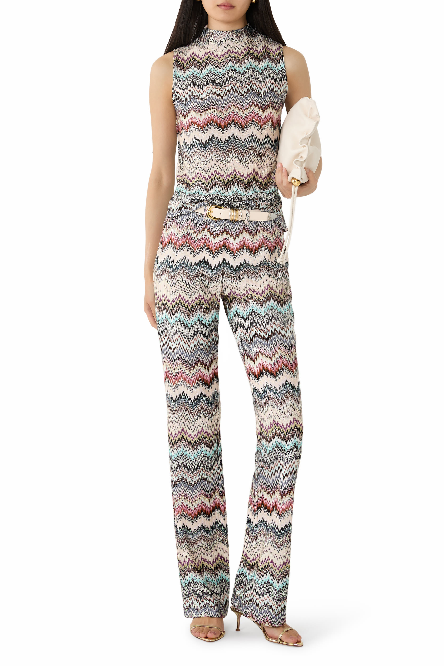 High-Neck Snake Pattern Top 