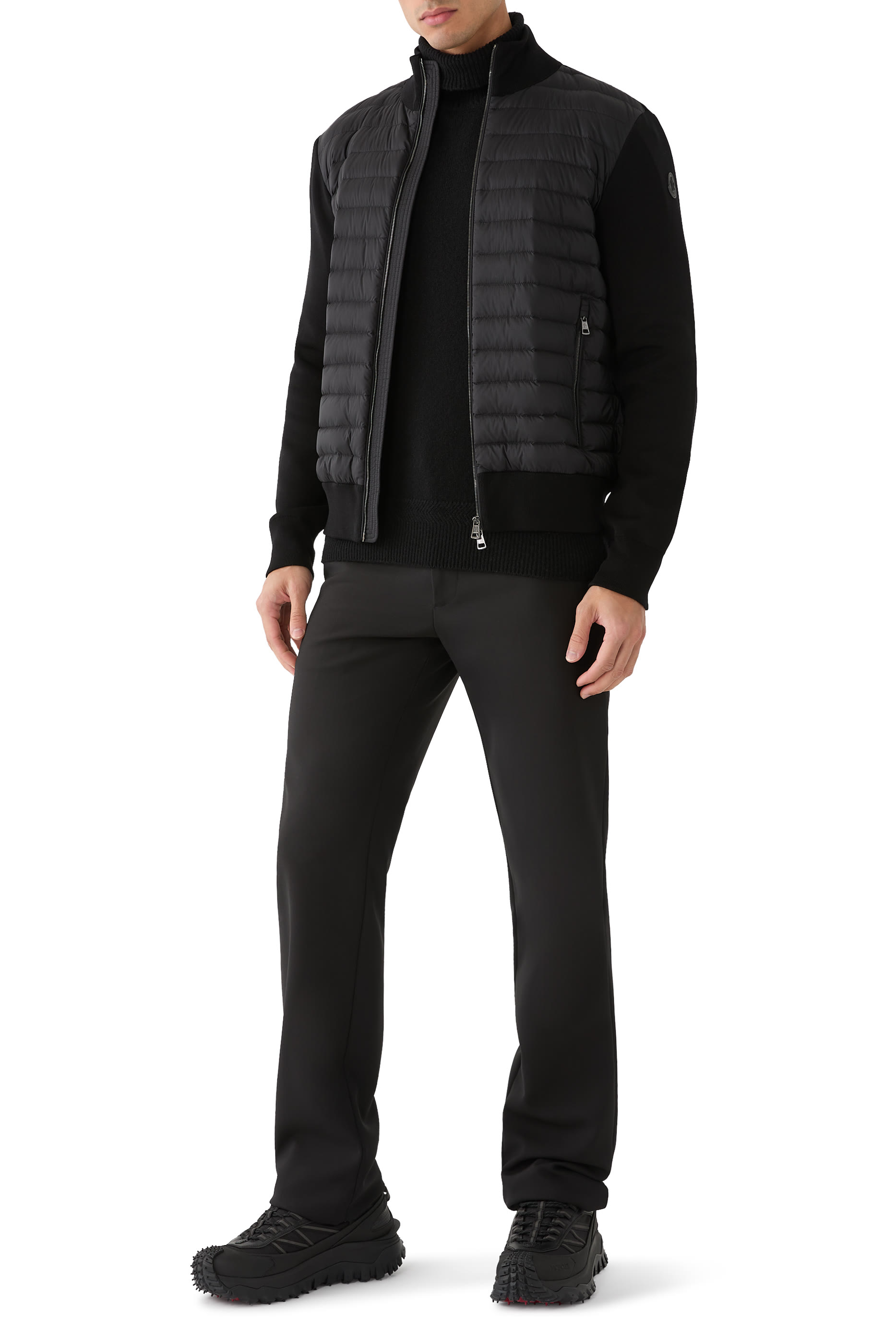 Padded Crêpe Cotton Zip-Up Cardigan