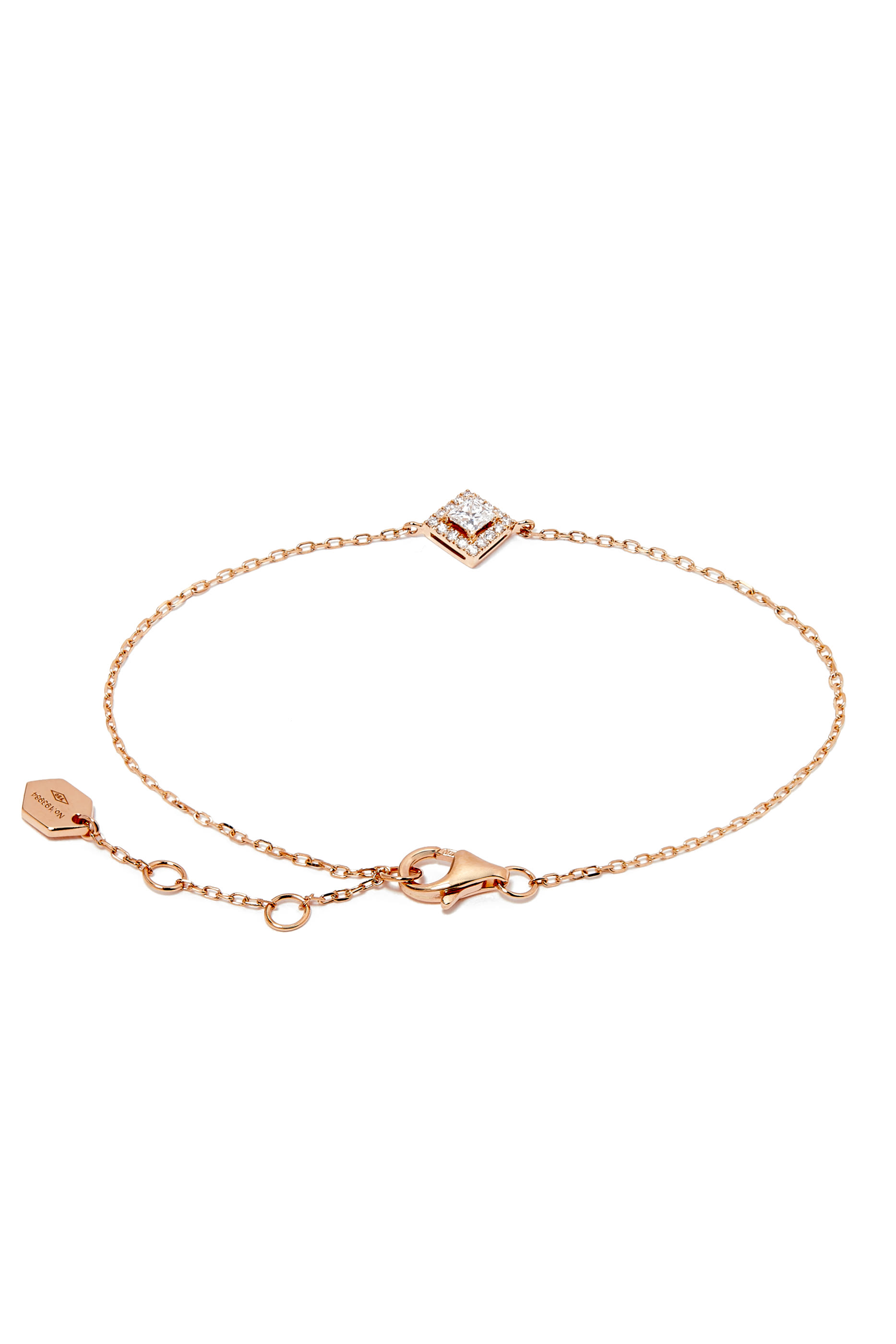Rock Square Diamond Chain Bracelet in 18kt Rose Gold