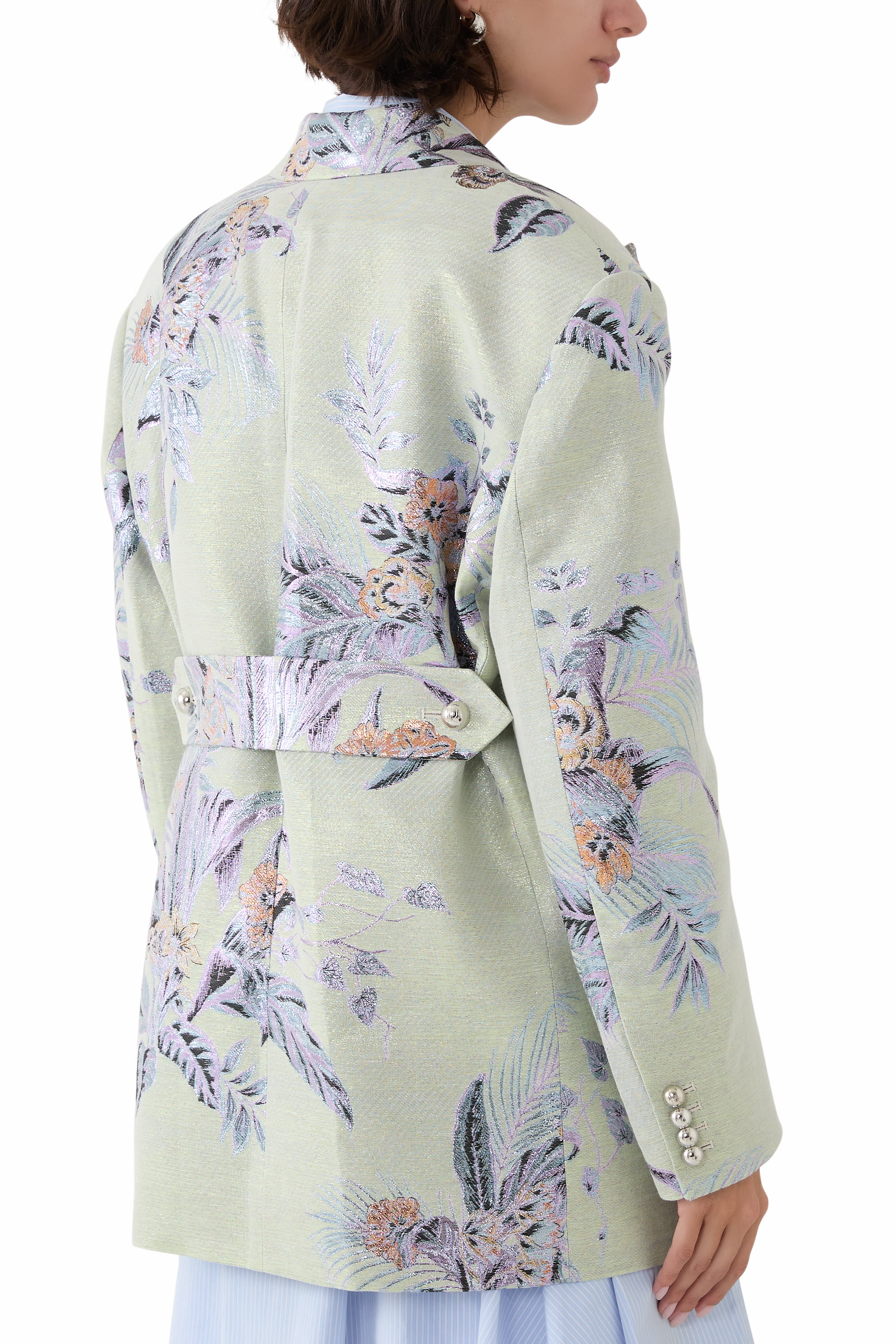 Metallic Floral Brocade Blazer