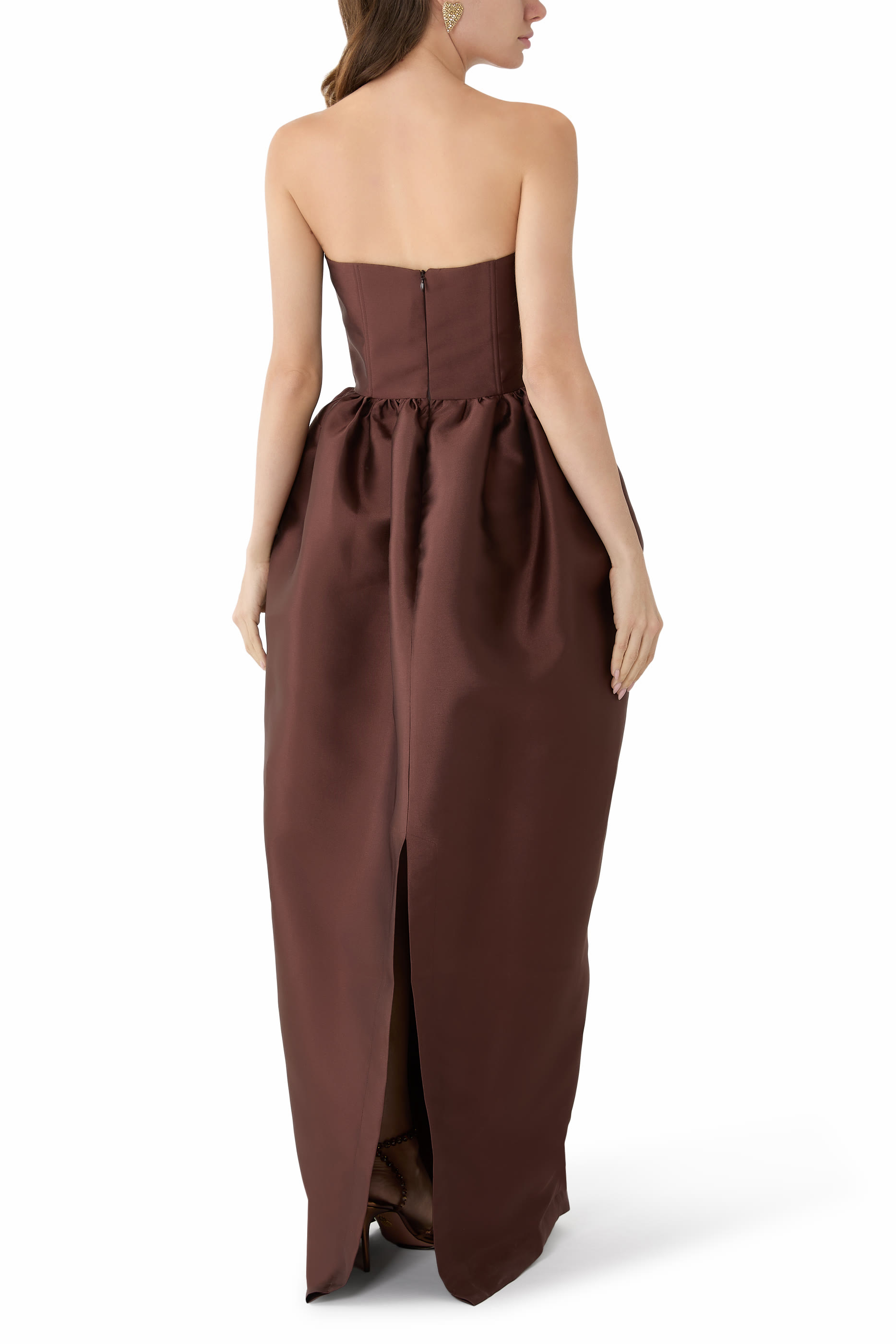 Heavy Satin Strapless Tulip Long Dress