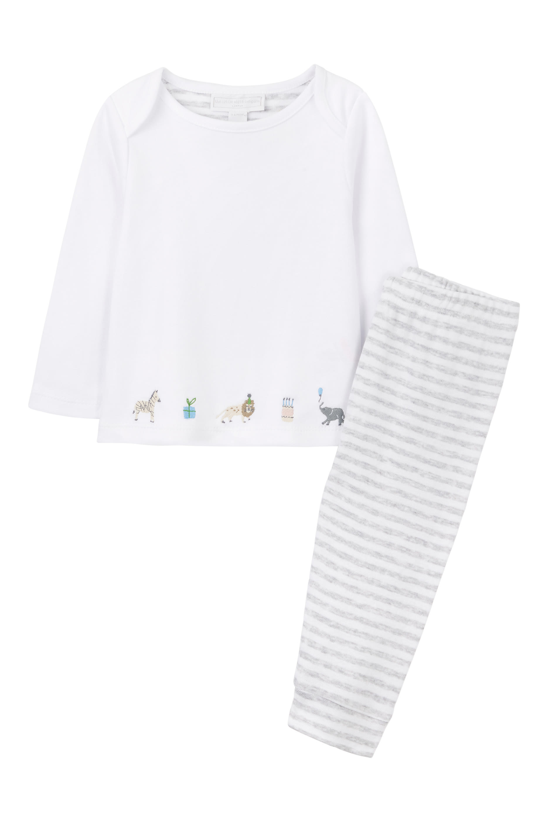 Kids Organic Cotton Party Animals Embroidered Pajamas