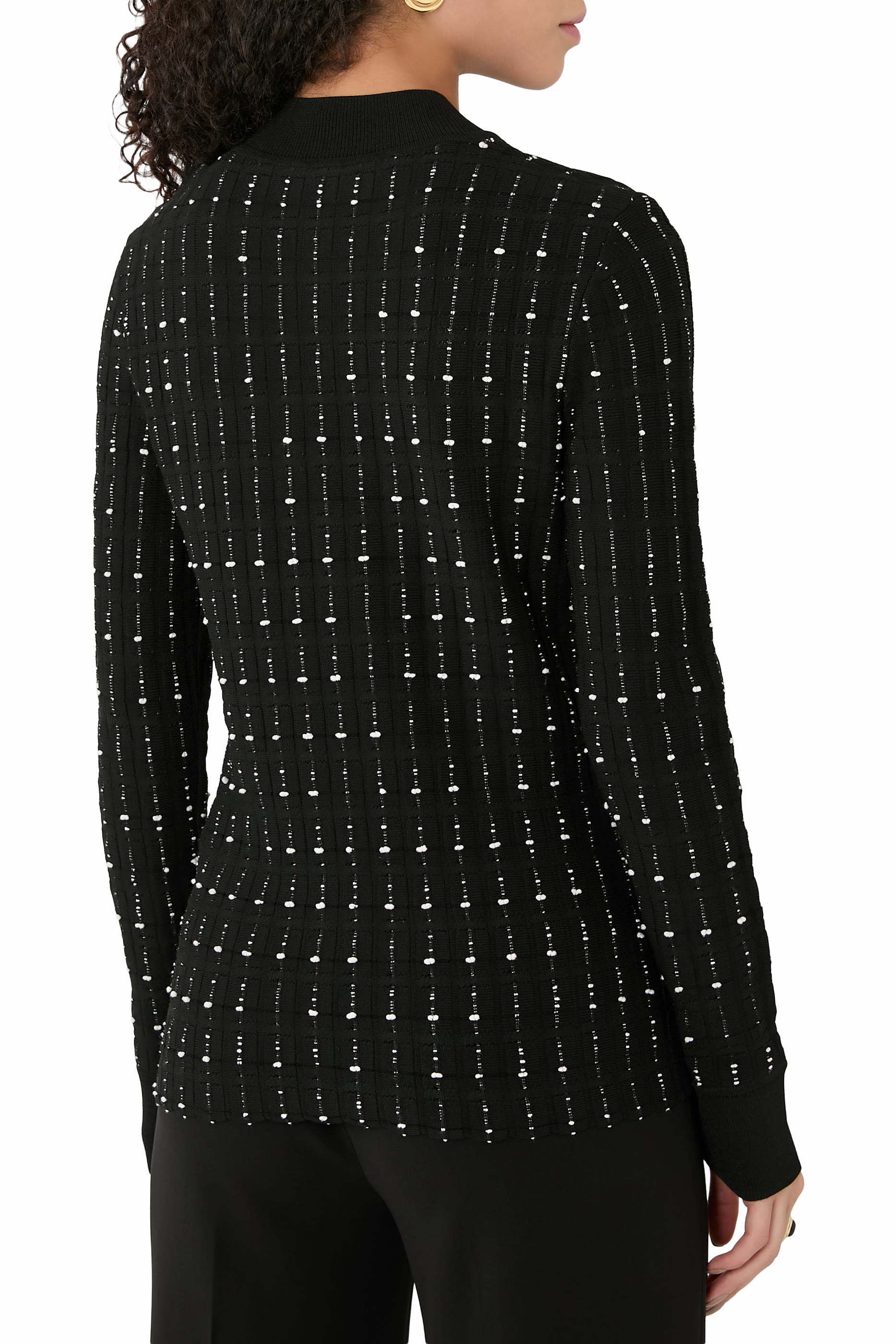 Fragmented Stripes Mock Neck Top