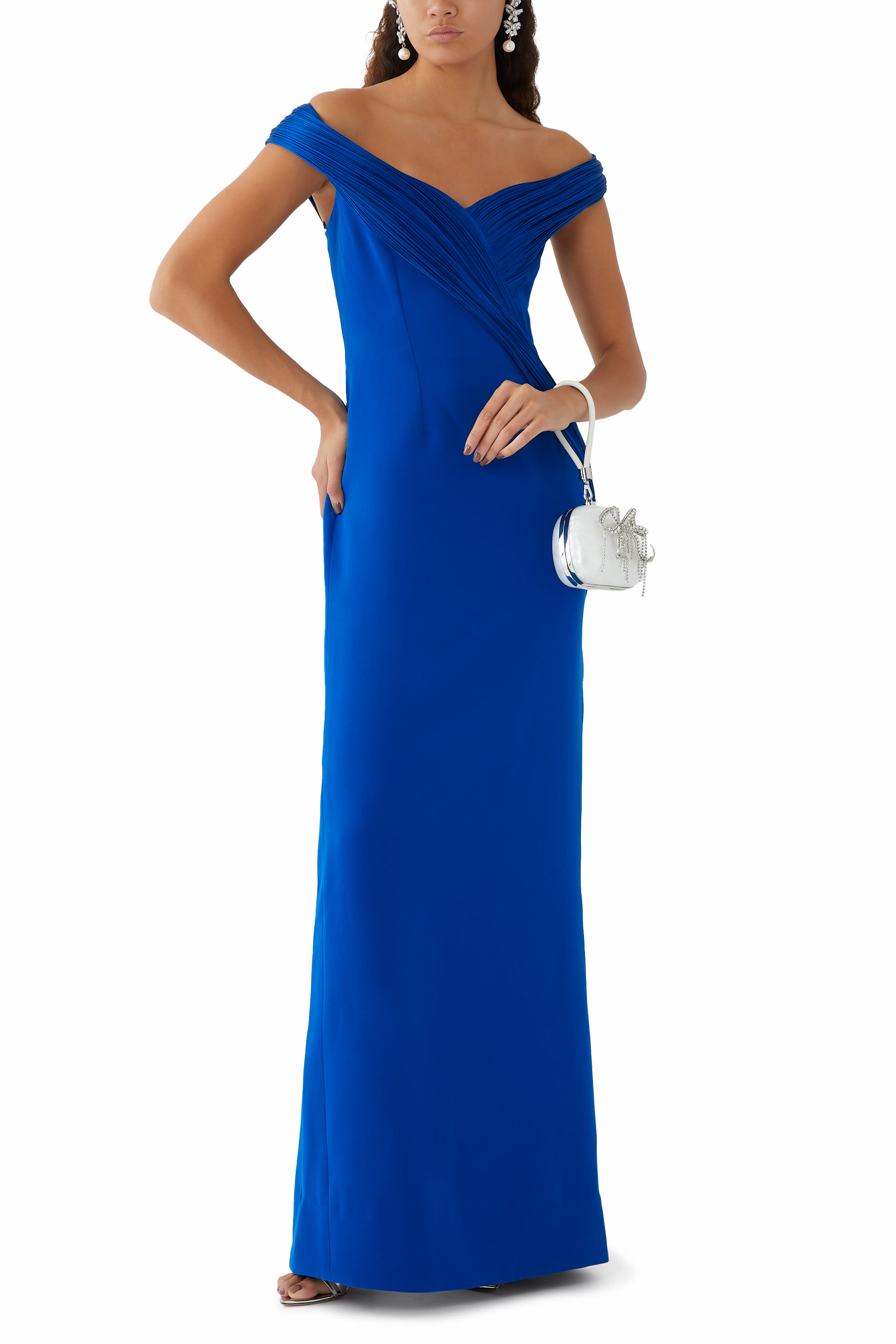 Off-Shoulder Crepe Gown