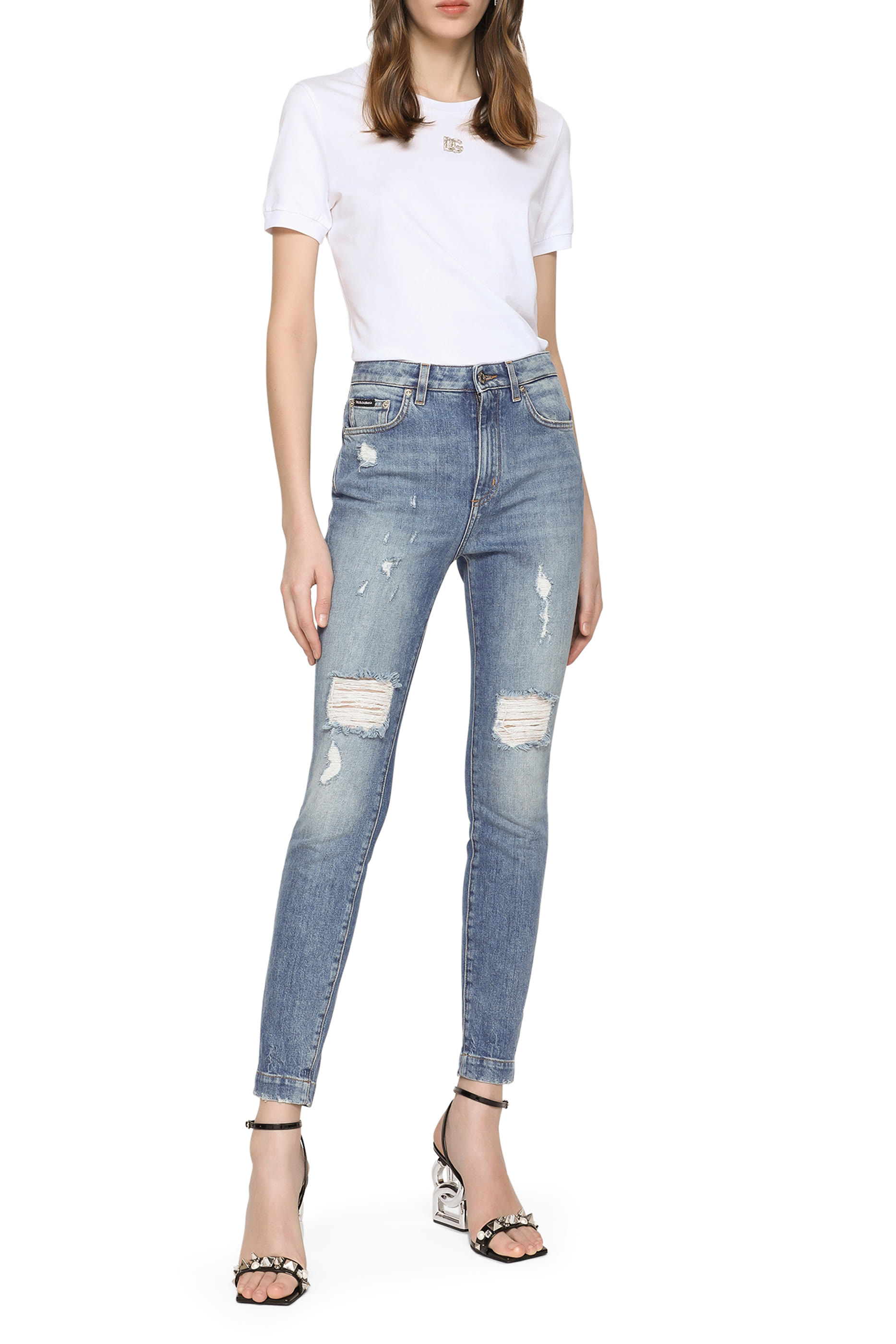 Stretch Denim Audrey Jeans with Rips